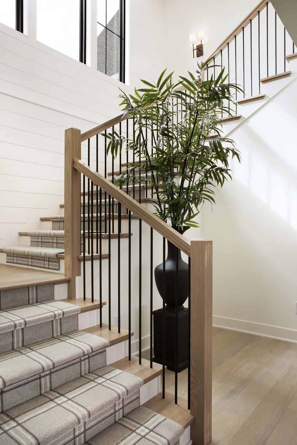 transitional-farmhouse-style-staircase-to-lower-level