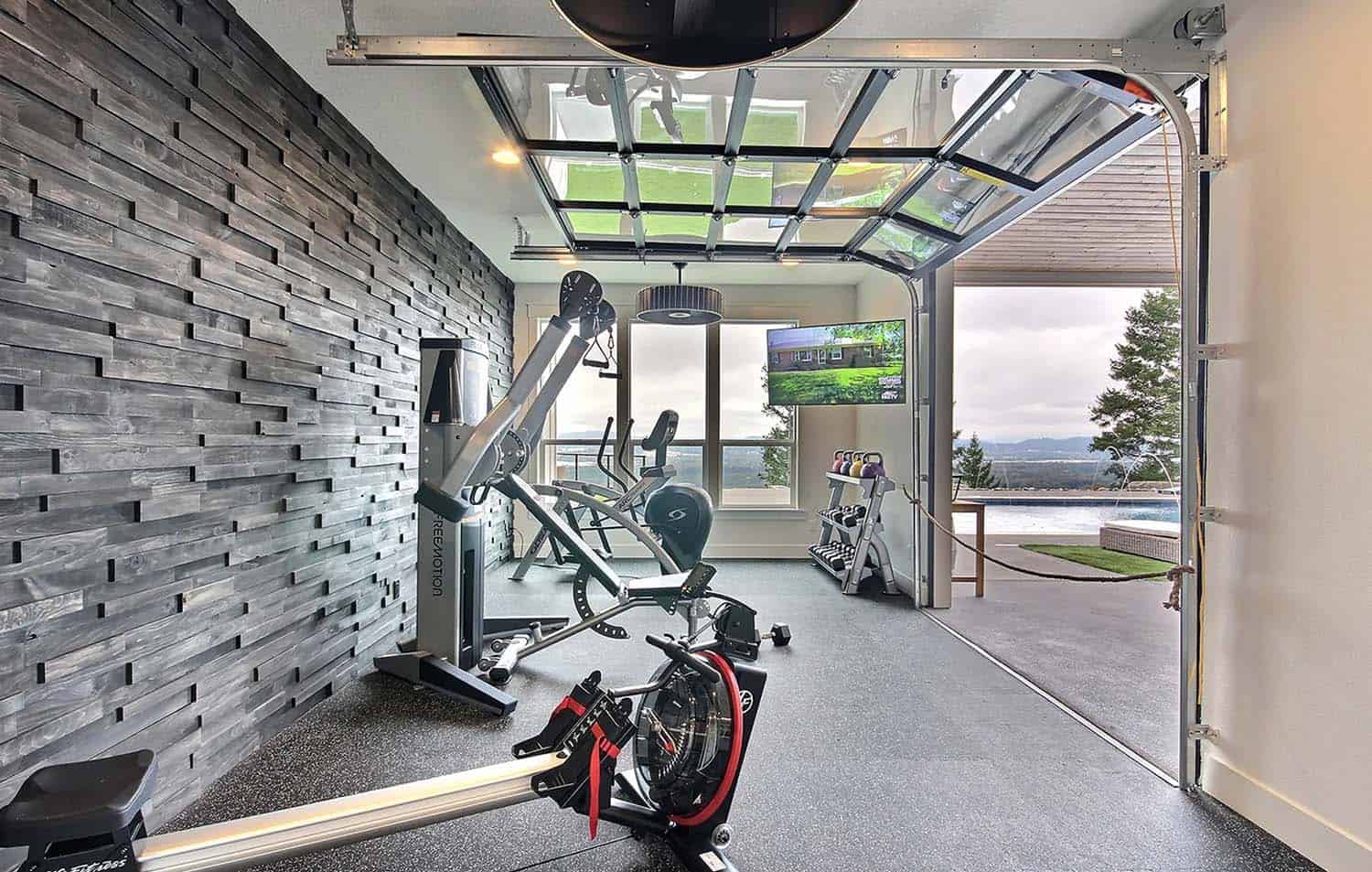home-gym-with-a-roll-up-garage-door
