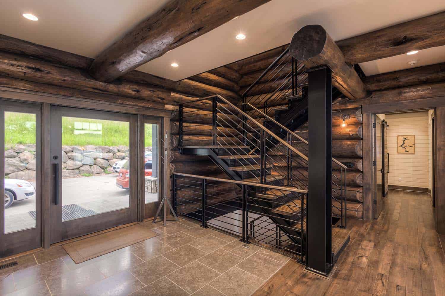 rustic-log-cabin-home-entry-with-a-staircase