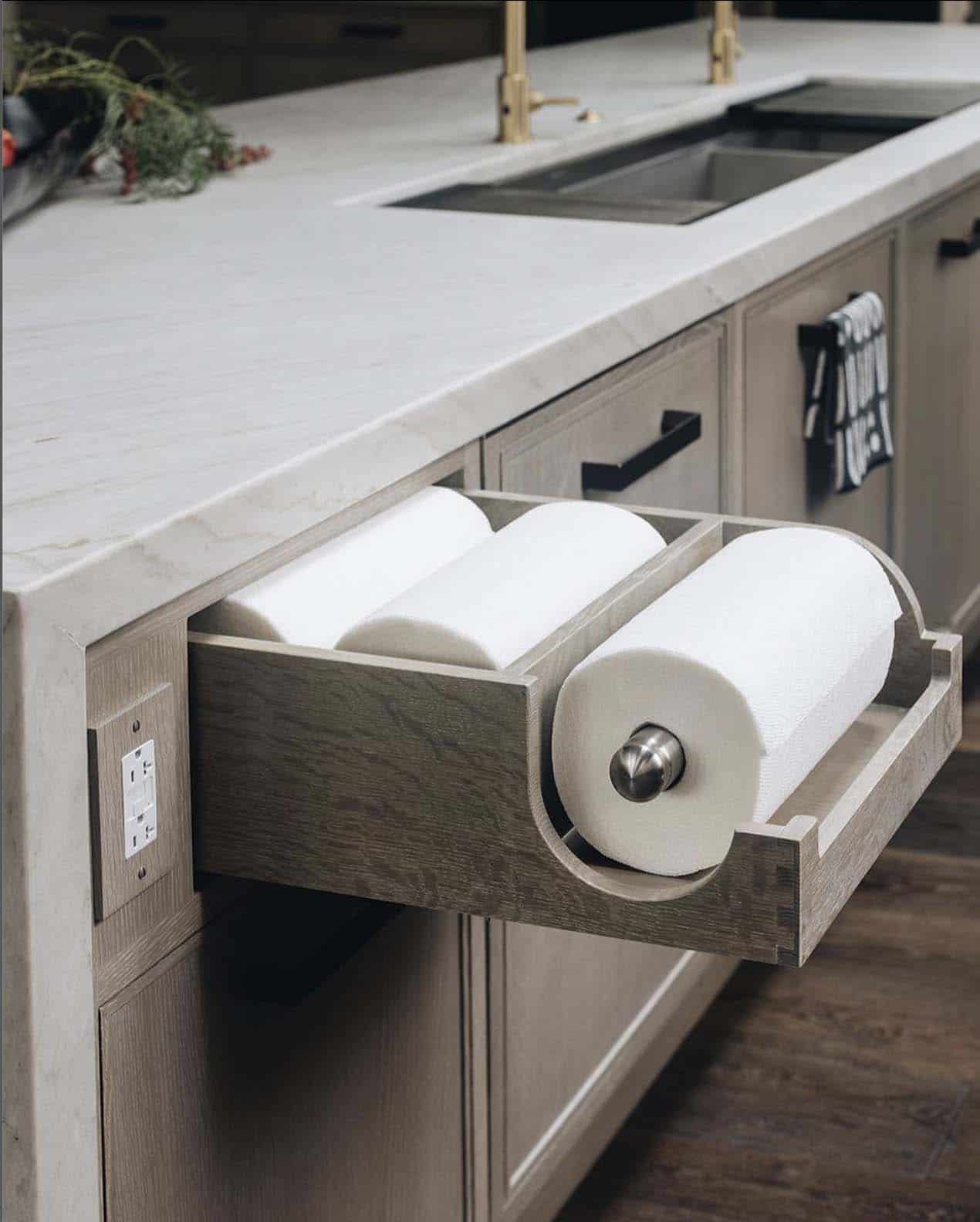 transitional-style-kitchen-paper-towel-drawer
