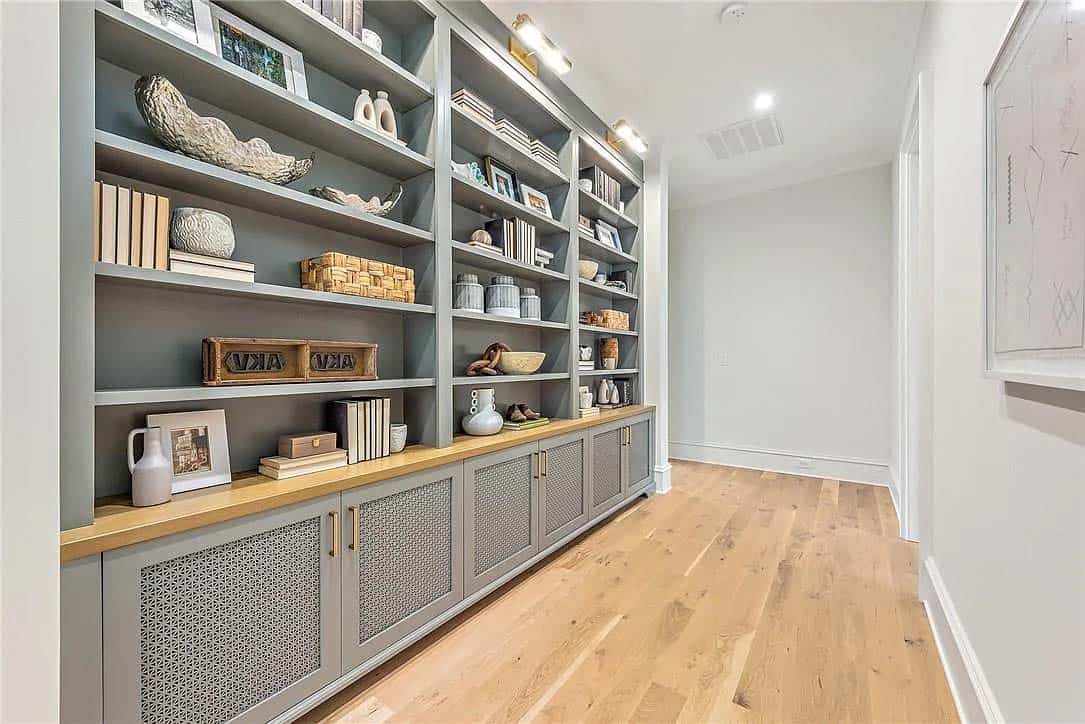 transitional-style-family-room-bookcase