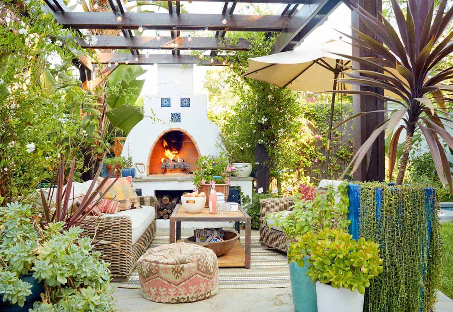 backyard-patio-with-a-pergola-and-fireplace