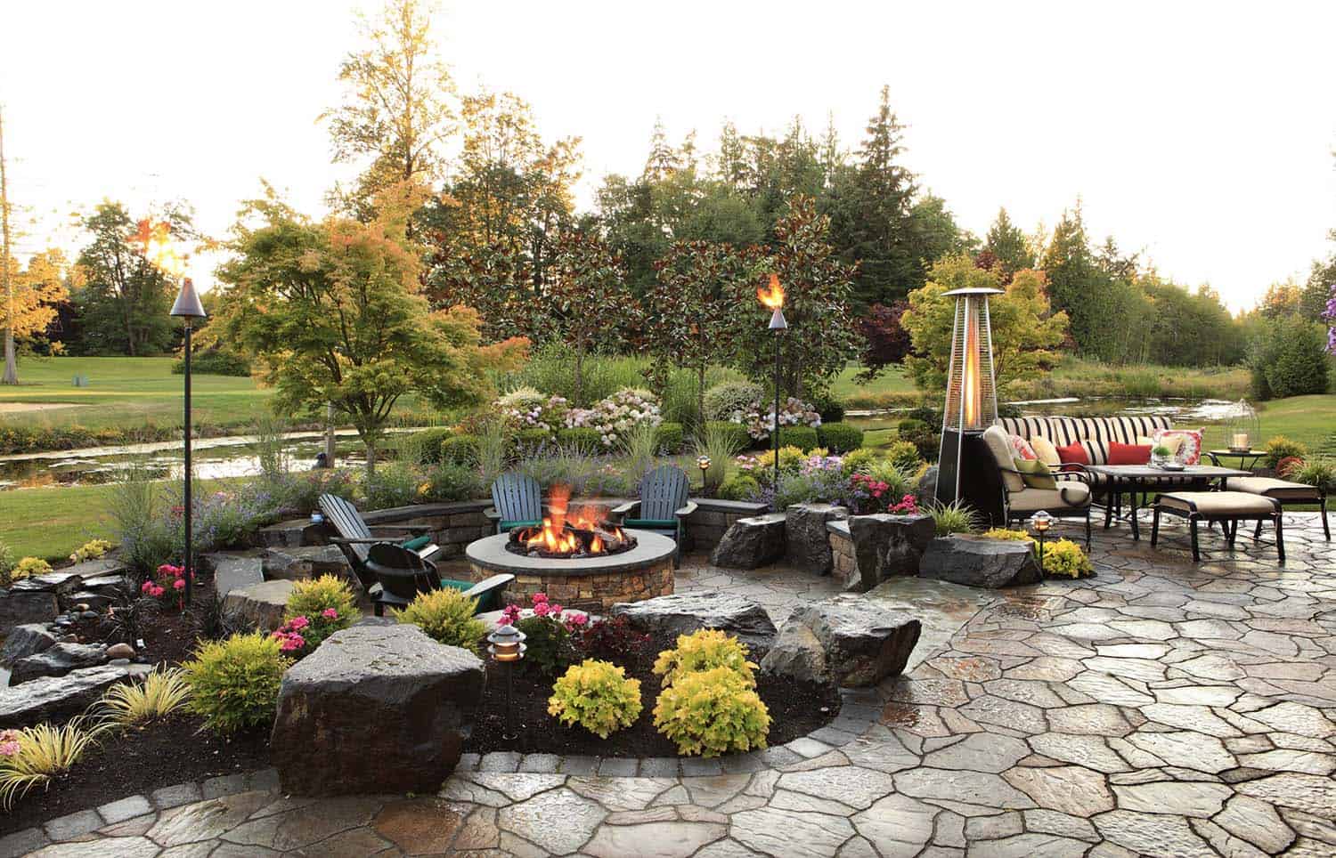 flagstone-patio-with-a-fire-pit