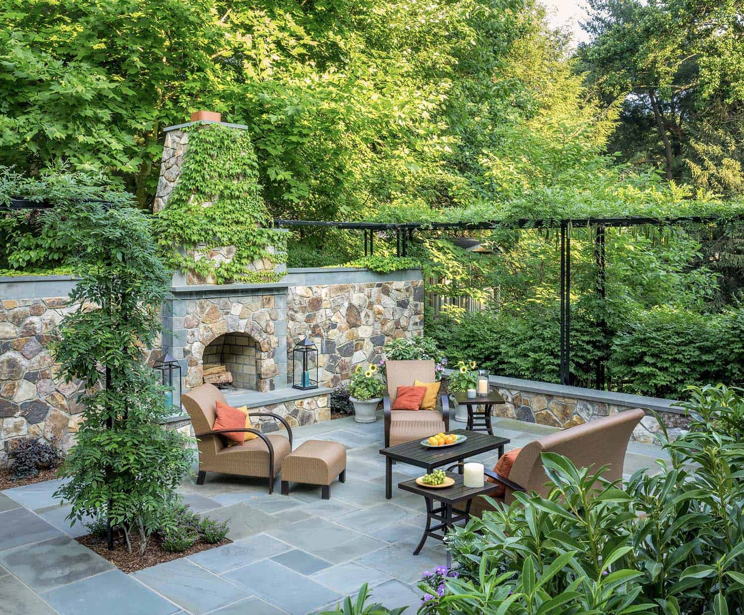 backyard-patio-with-a-fireplace