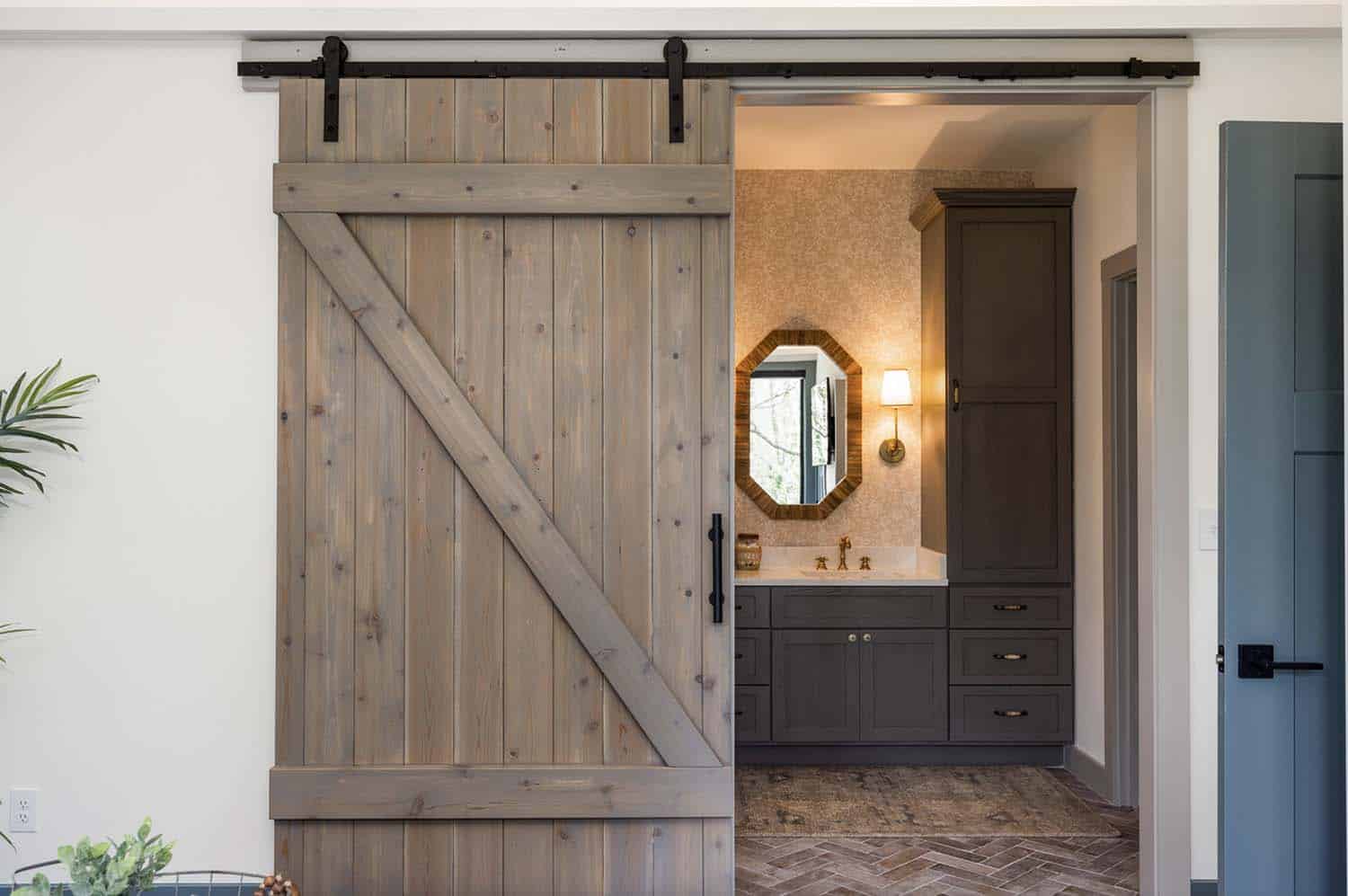a-frame-cabin-scandinavian-bathroom-with-a-sliding-barn-door