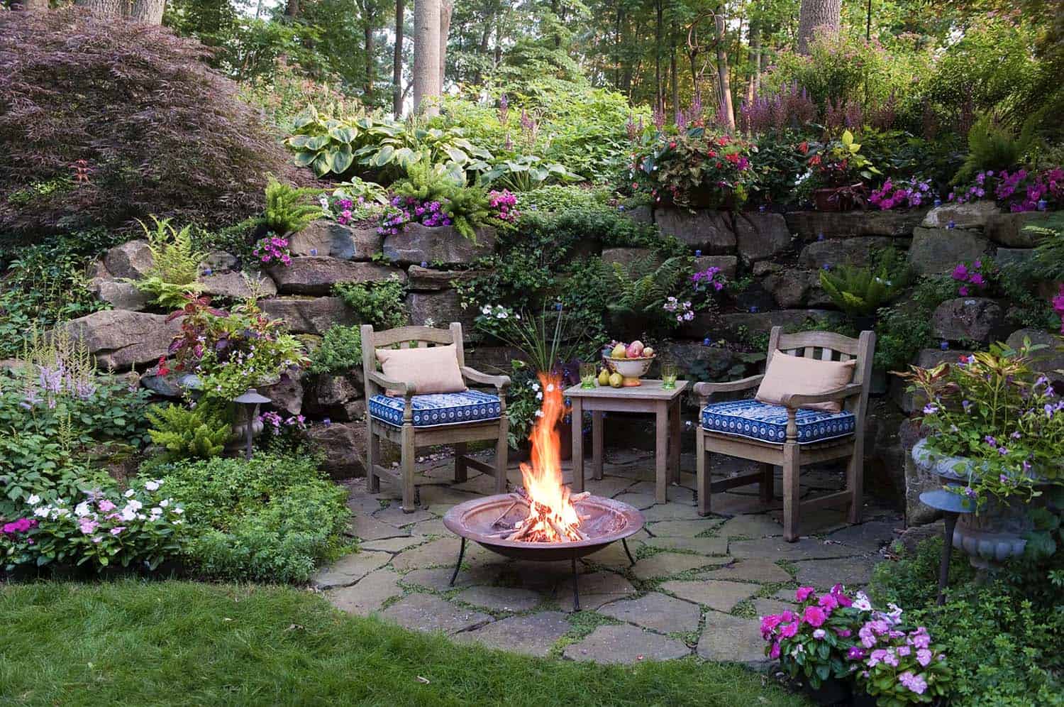 grotto-garden-with-a-fire-feature