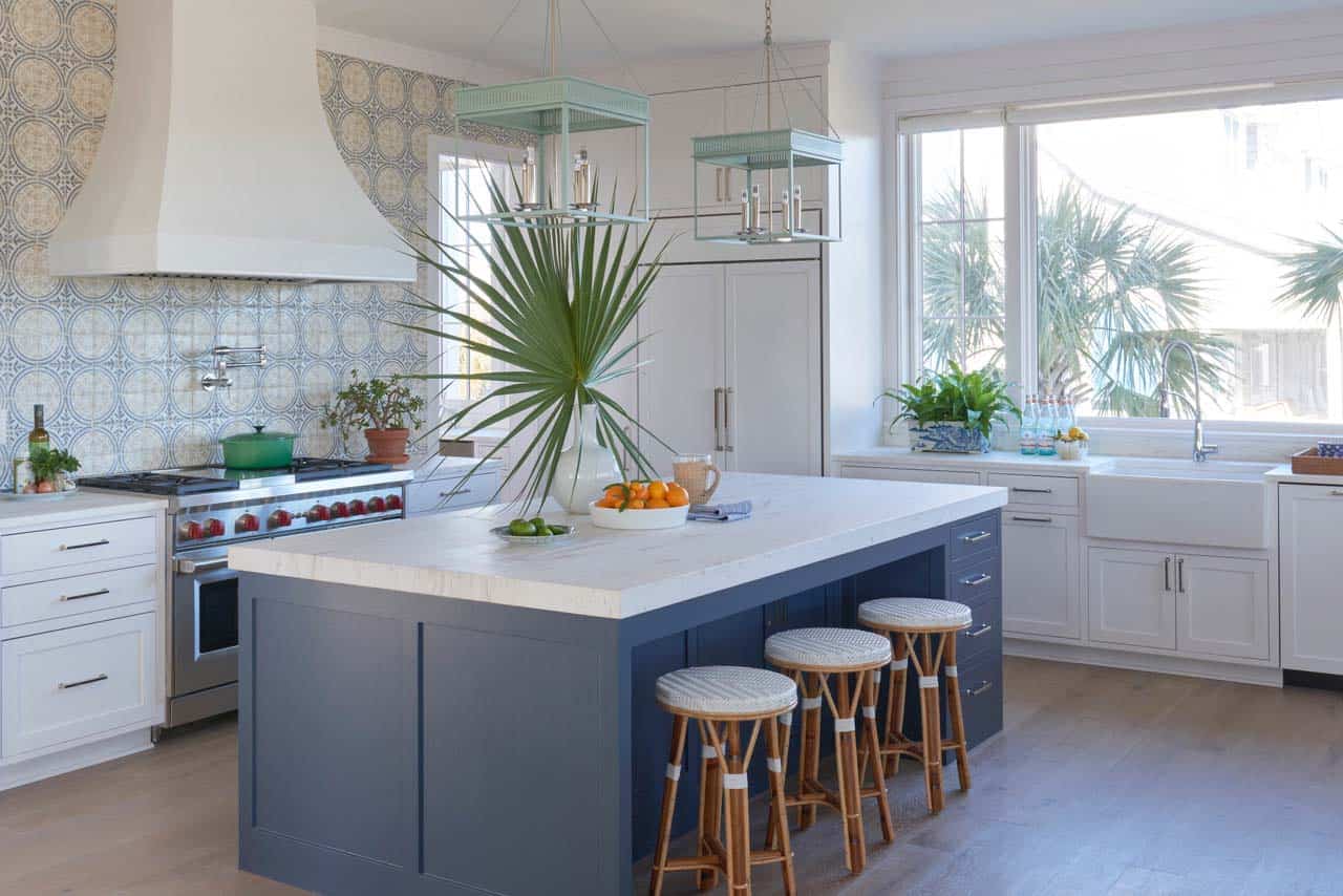 beach-style-kitchen-with-blue-painted-light-fixtures