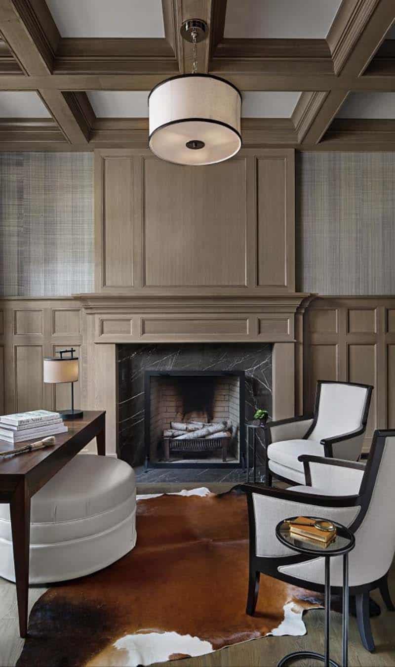 transitional-home-office-with-a-fireplace