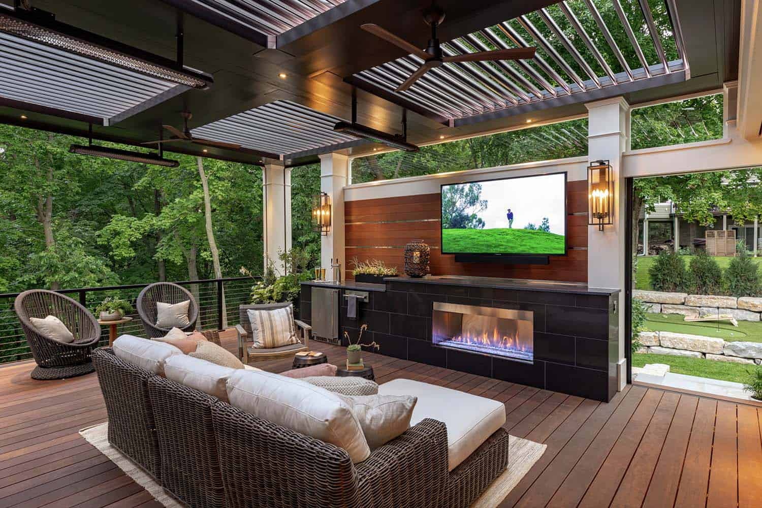 backyard-entertaining-deck-with-a-fireplace