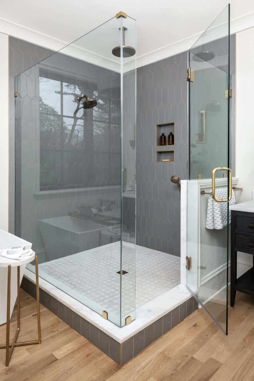 transitional-bathroom-with-a-glass-enclosed-shower