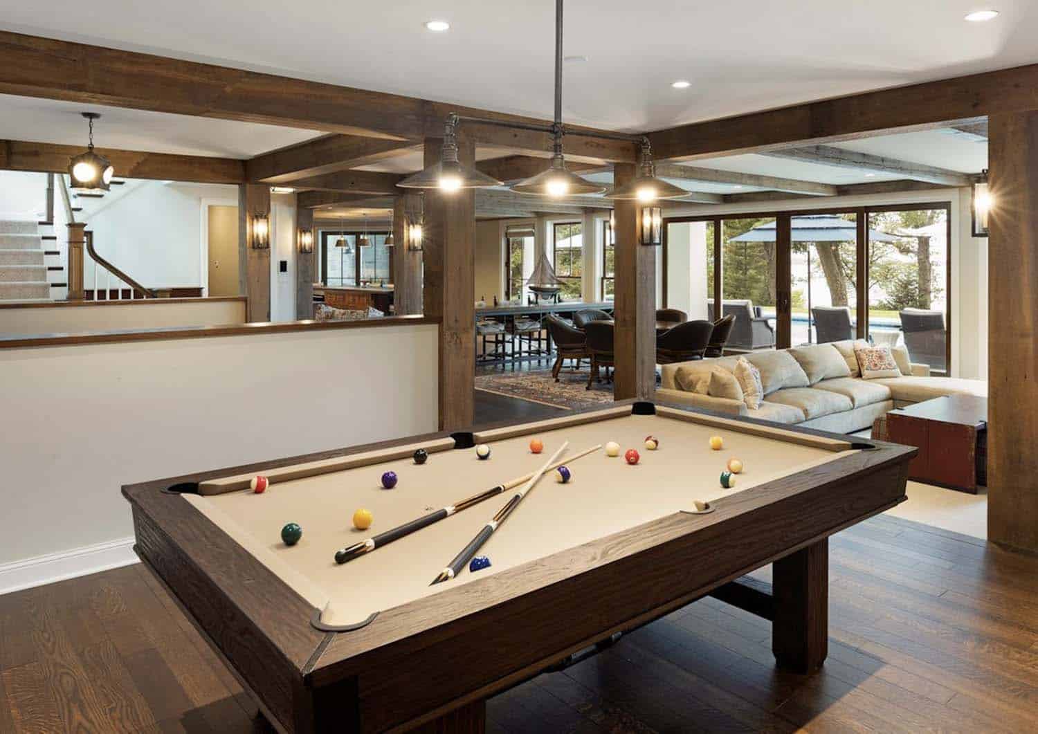 coastal-style-basement-pool-table