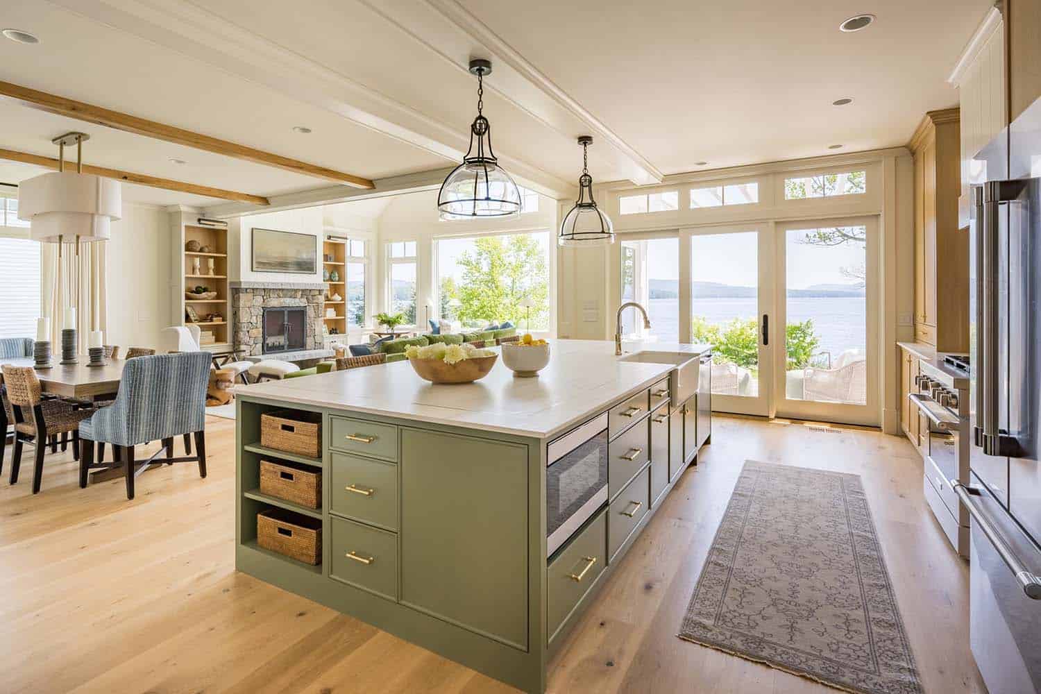 contemporary-kitchen-with-green-island