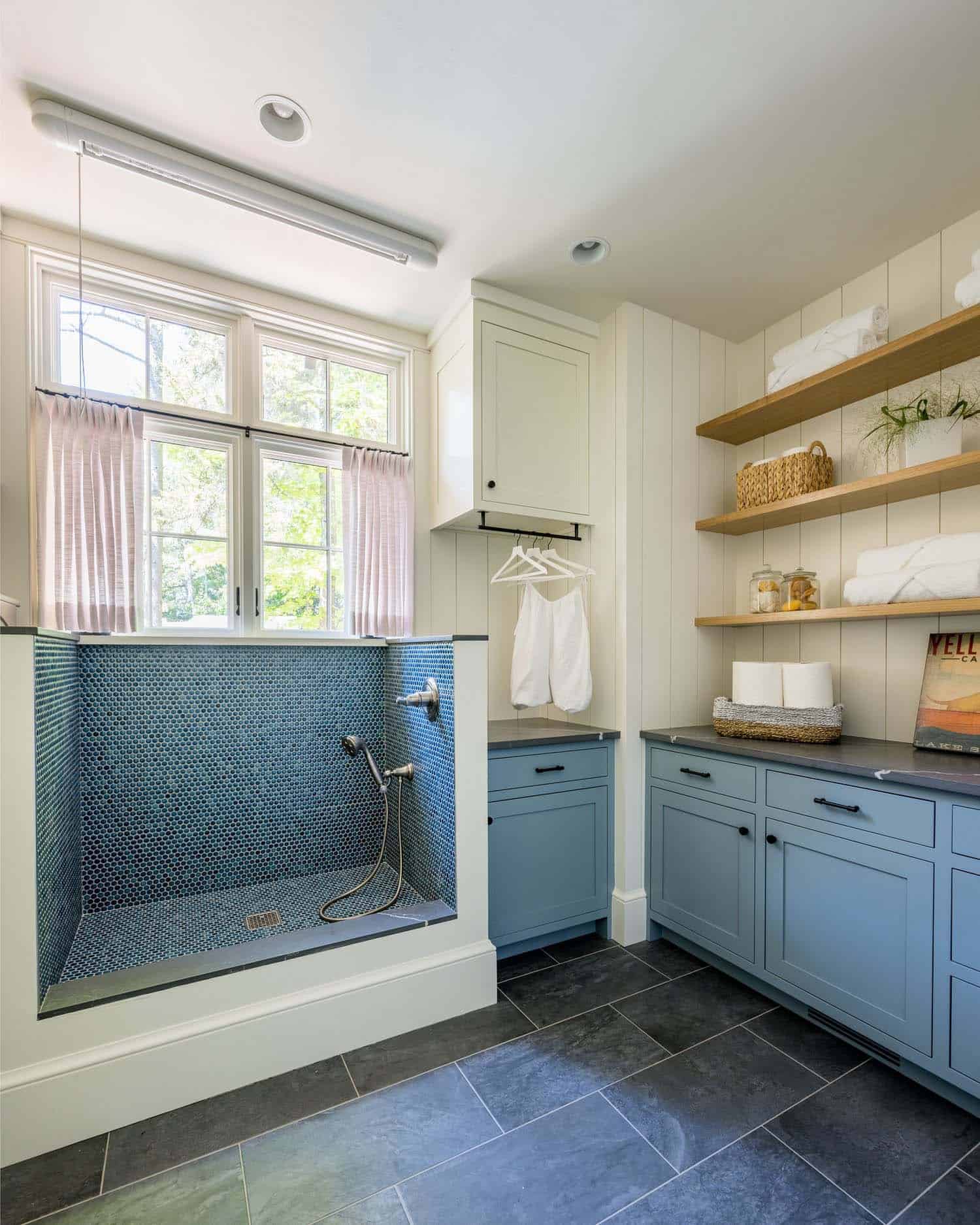 contemporary-mudroom-with-a-dog-wash-station
