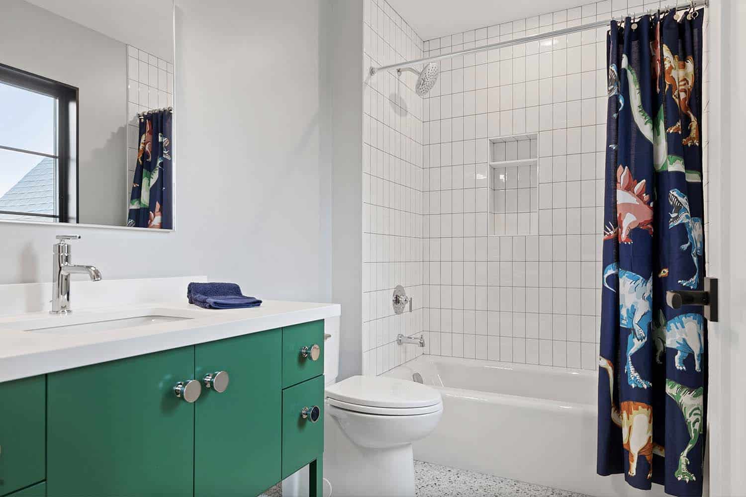 contemporary-kids-bathroom-green-vanity