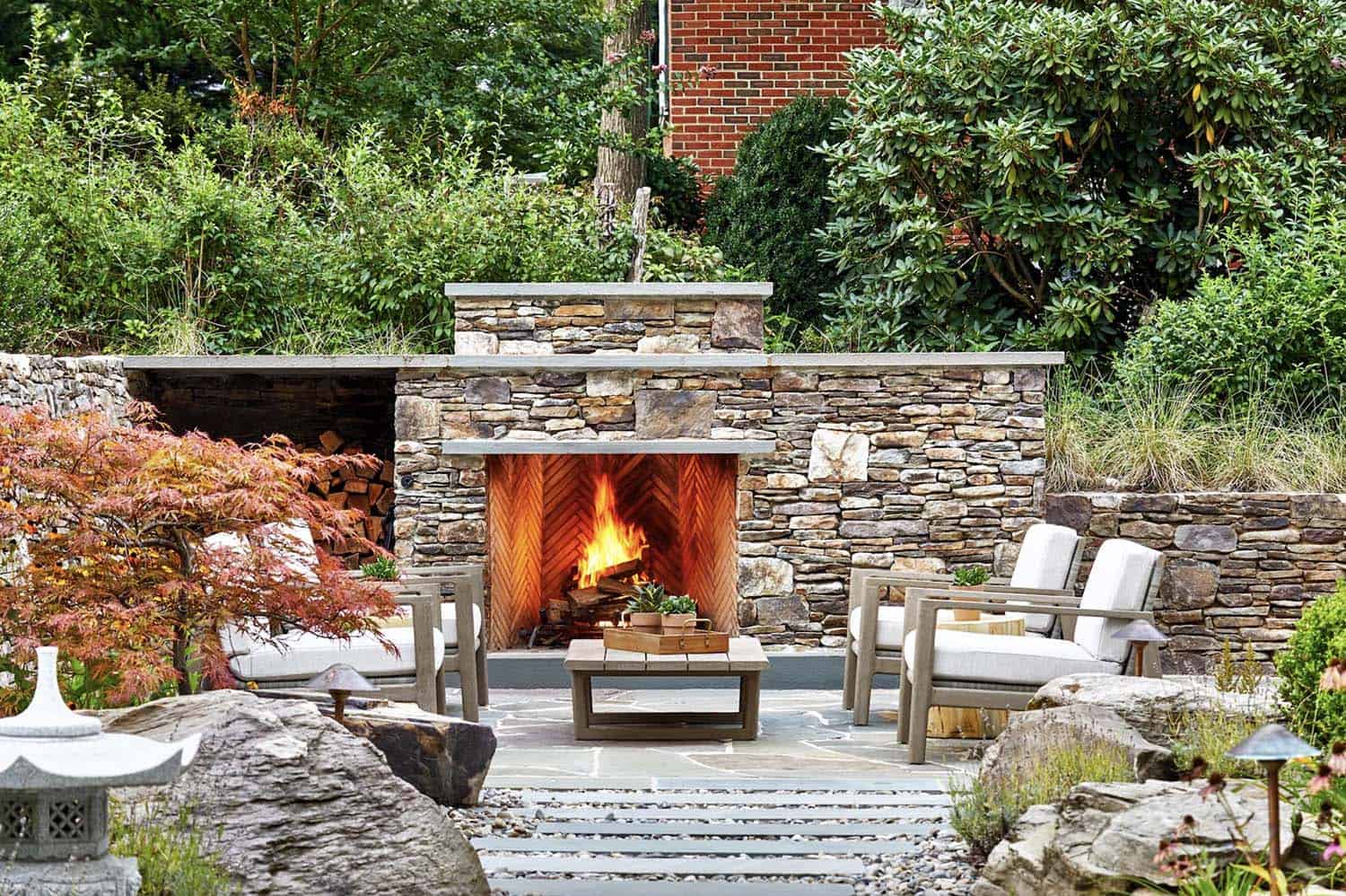 transitional-patio-with-an-outdoor-fireplace