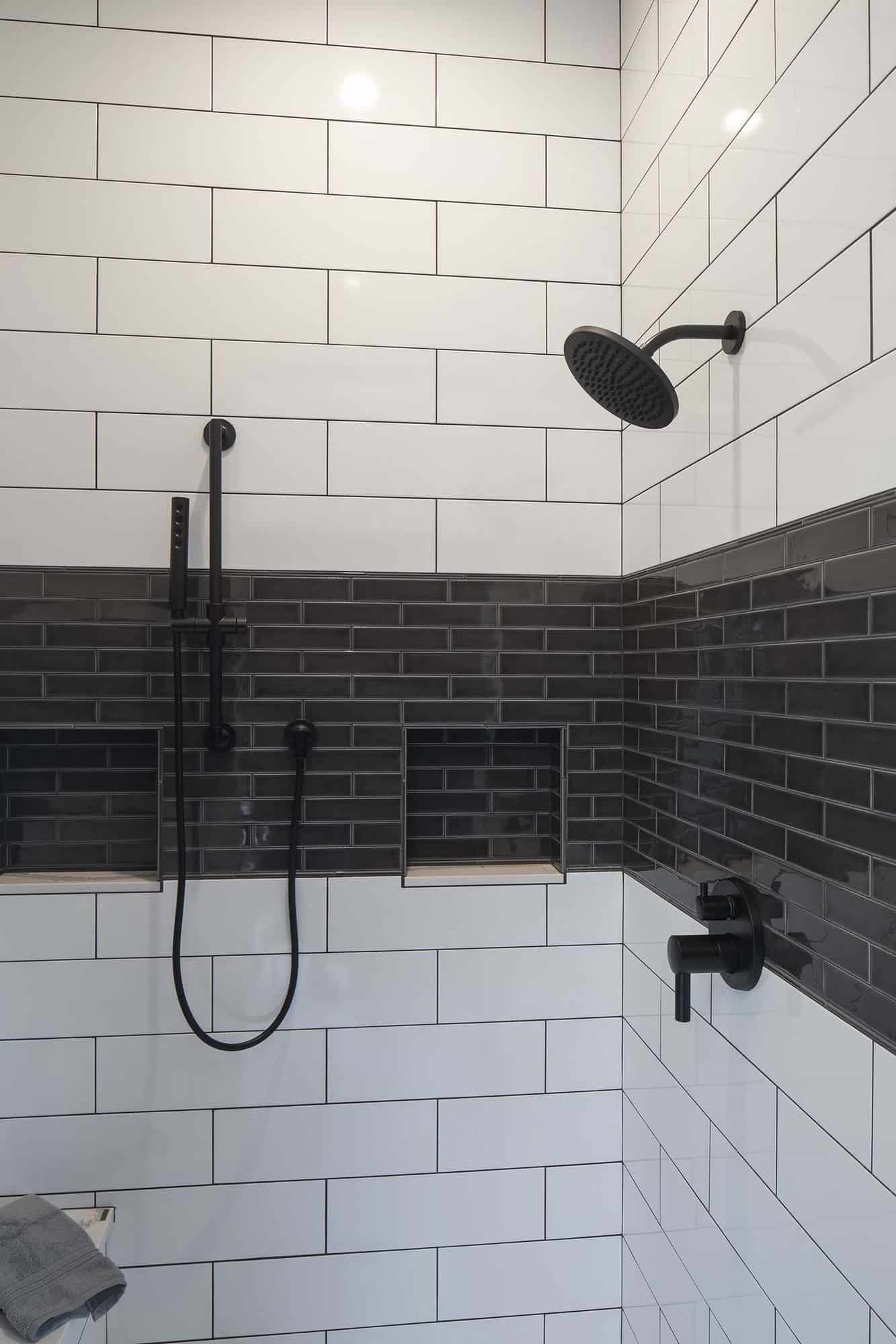modern-farmhouse-bathroom-shower-with-black-and-white-tile