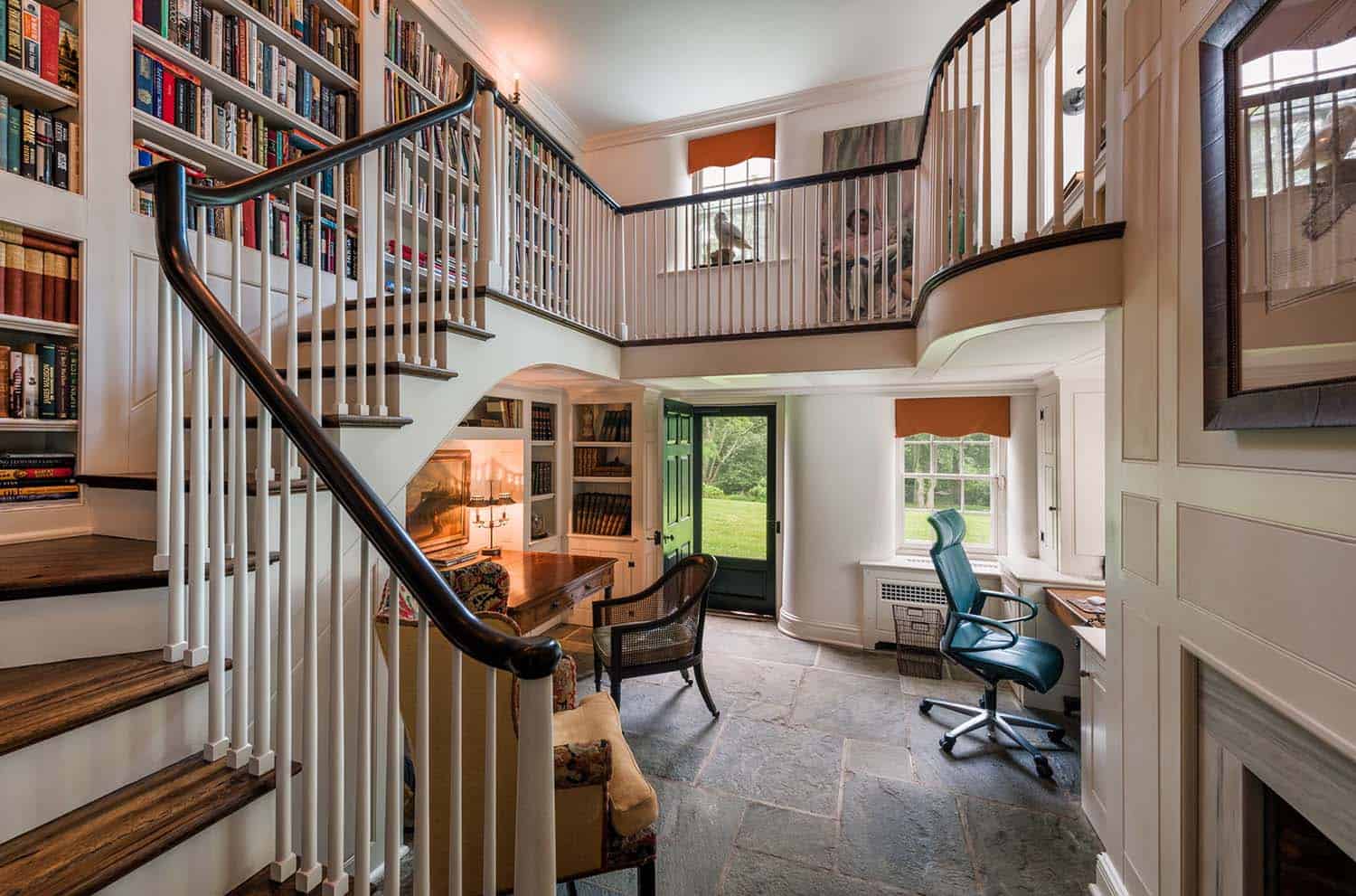 traditional-farmhouse-home-office-with-an-upstairs-library