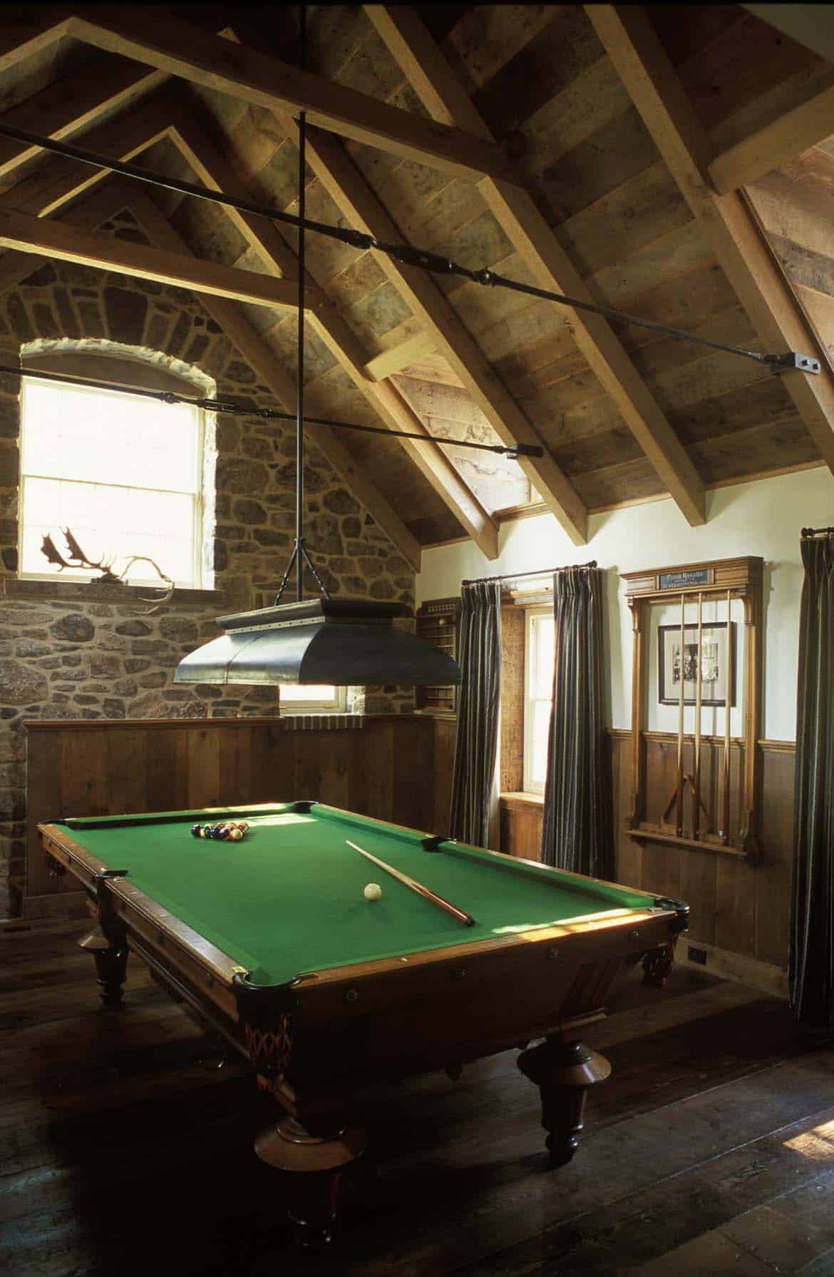 traditional-farmhouse-game-room-pool-table