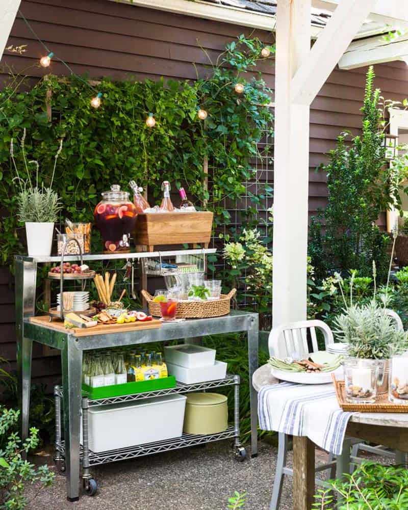 rolling bar cart for outdoor entertaining