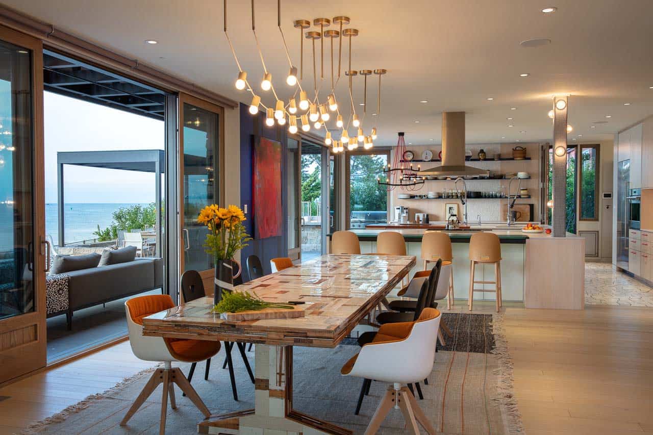 beach house eclectic dining room and kitchen