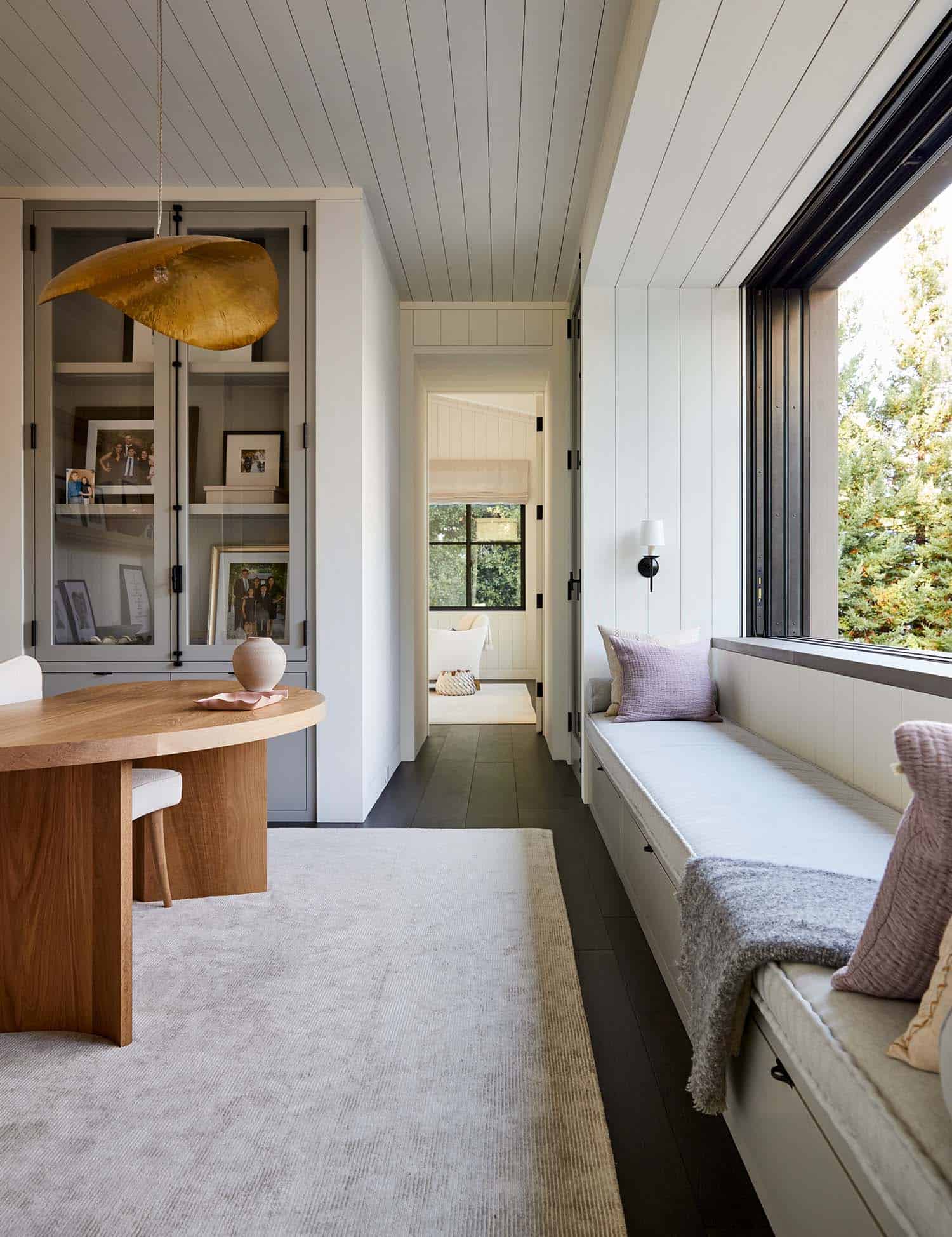 cool contemporary home office with a window seat