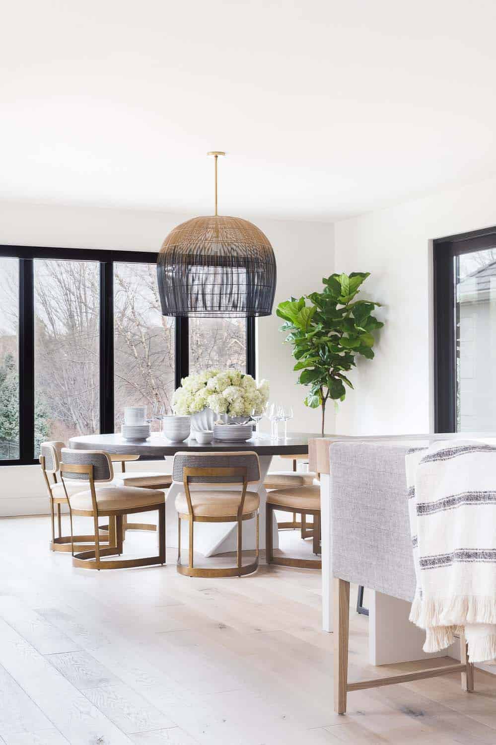 transitional style breakfast nook with sliding glass doors
