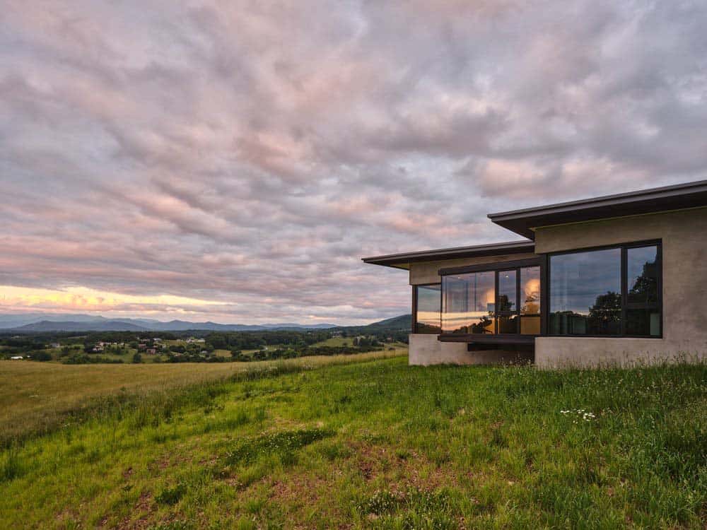 modern meadow house exterior landscape view
