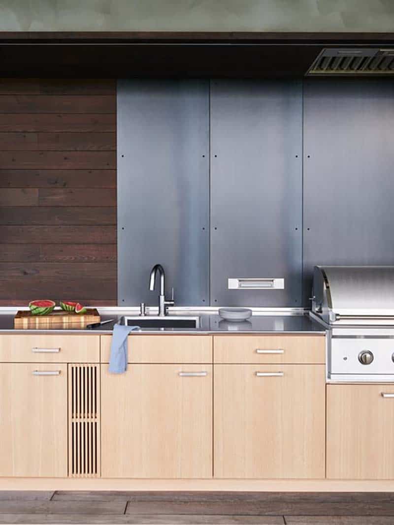 modern outdoor kitchen with a grill