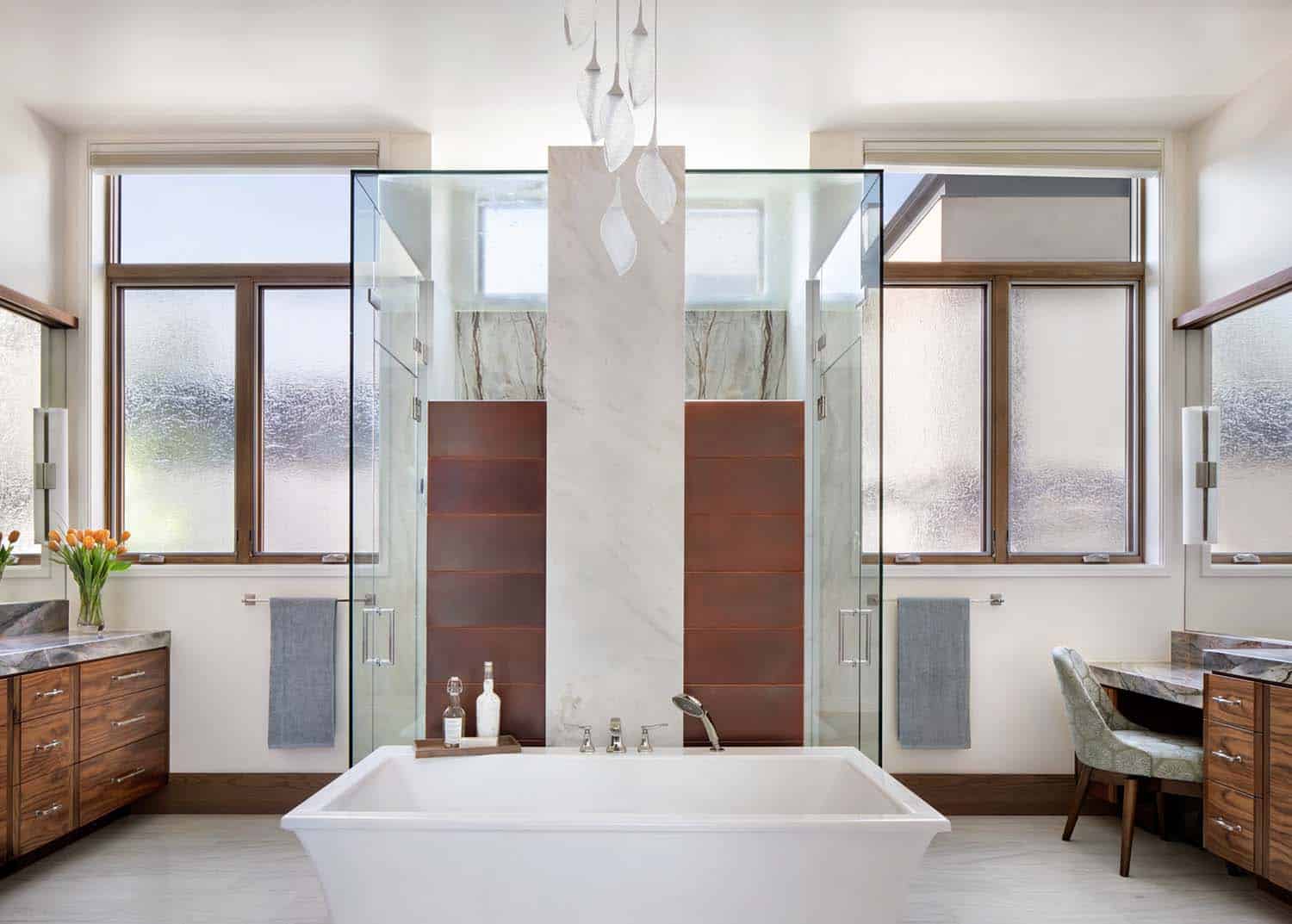 modern bathroom with a soaking tub