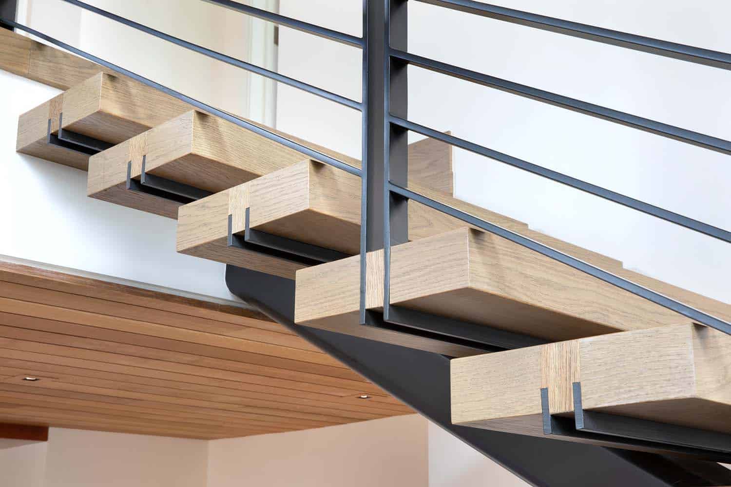 modern floating staircase detail