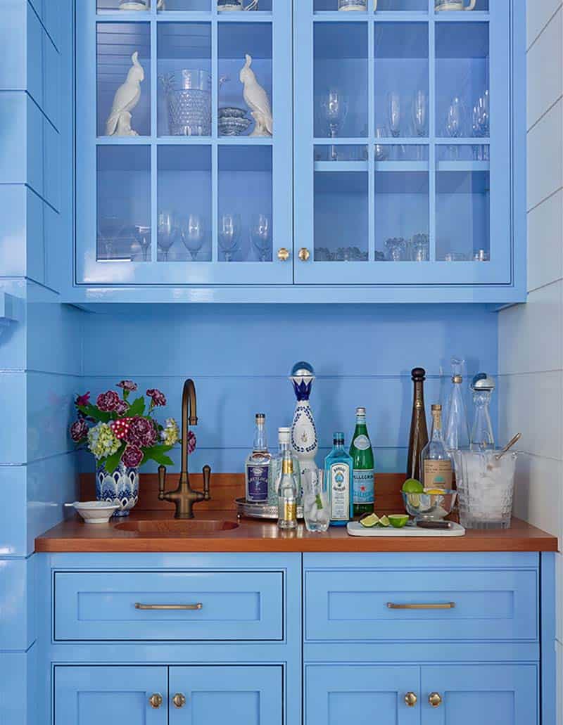 transitional style home bar