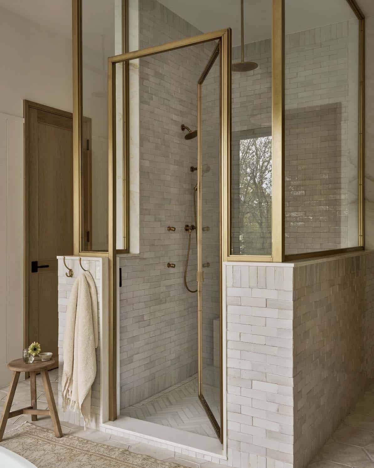 transitional style bathroom shower