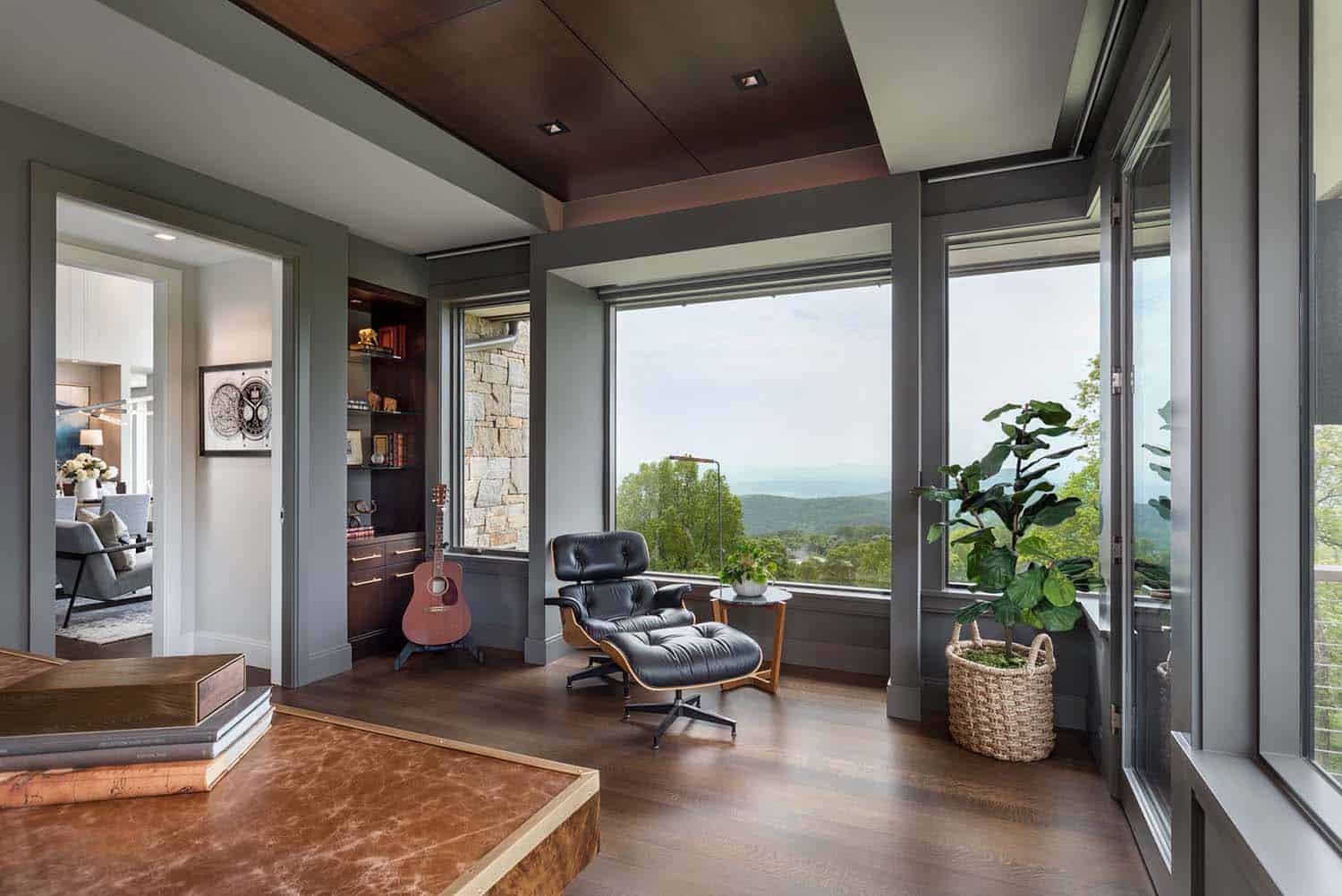 contemporary home office with a large window