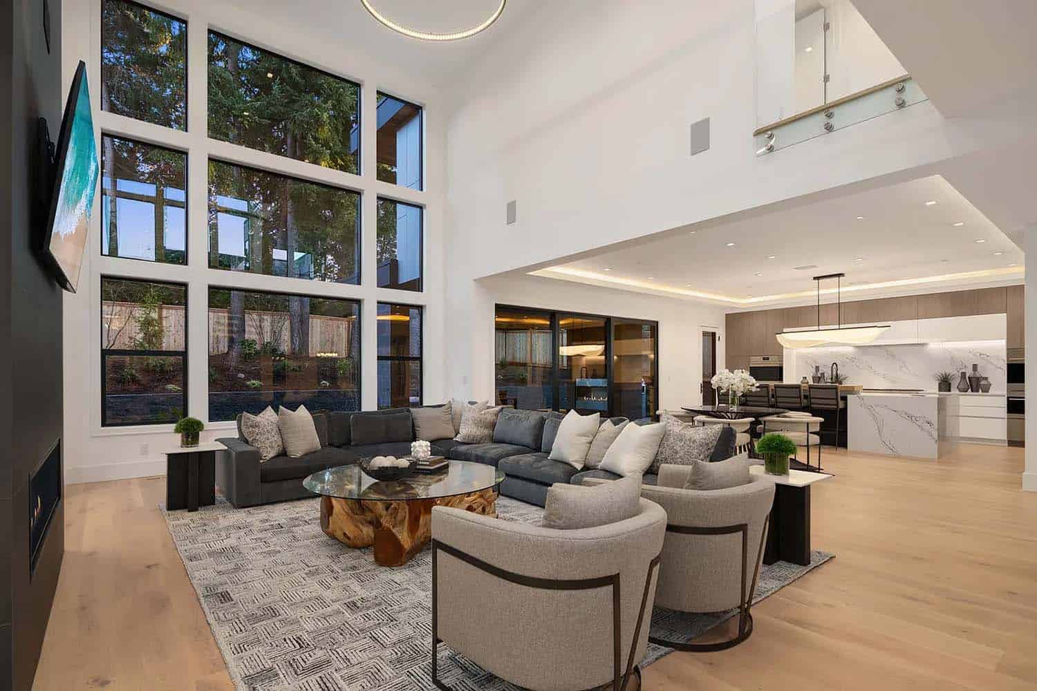 contemporary two-story living room 
