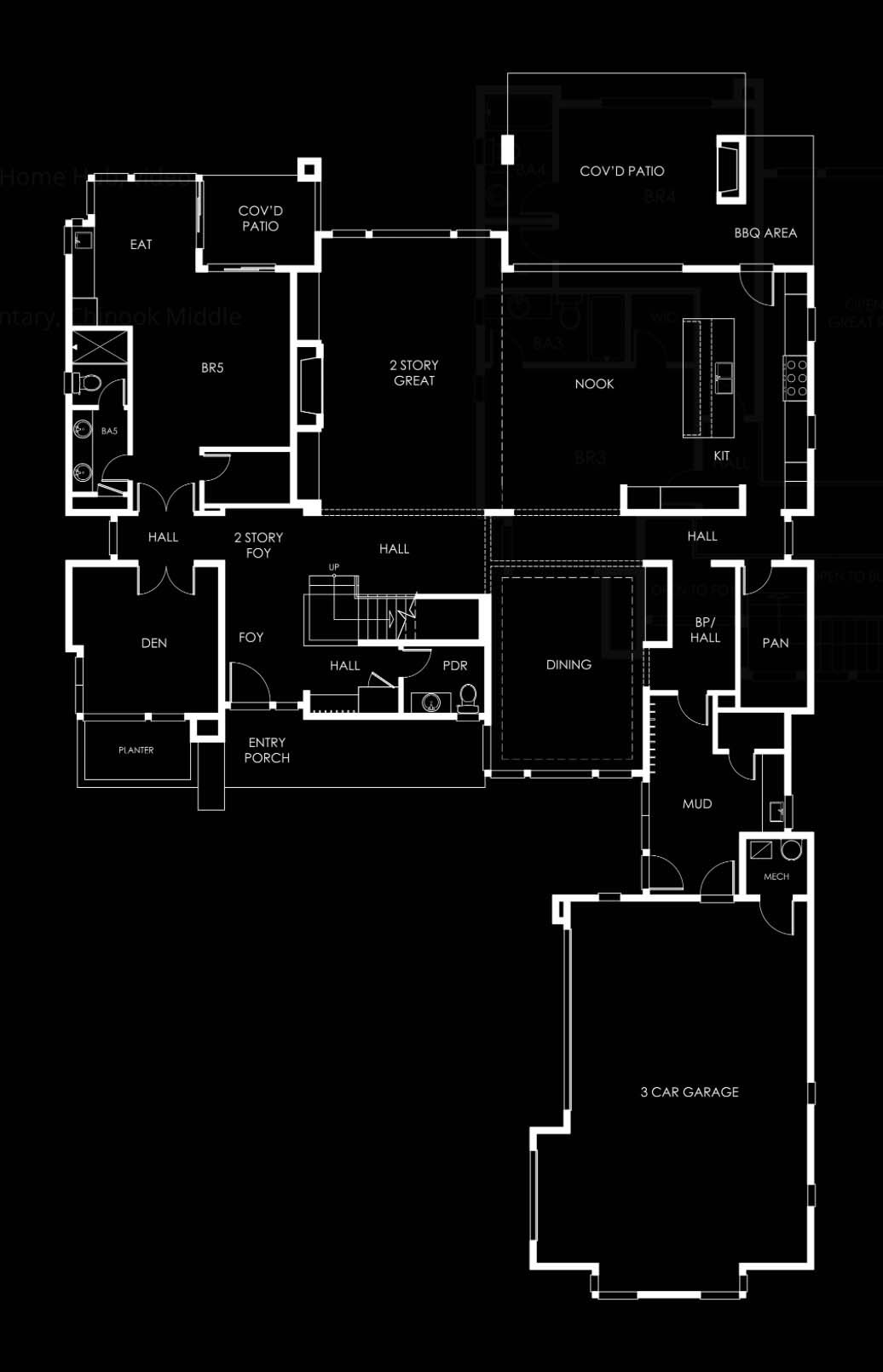 contemporary home main level floor plan