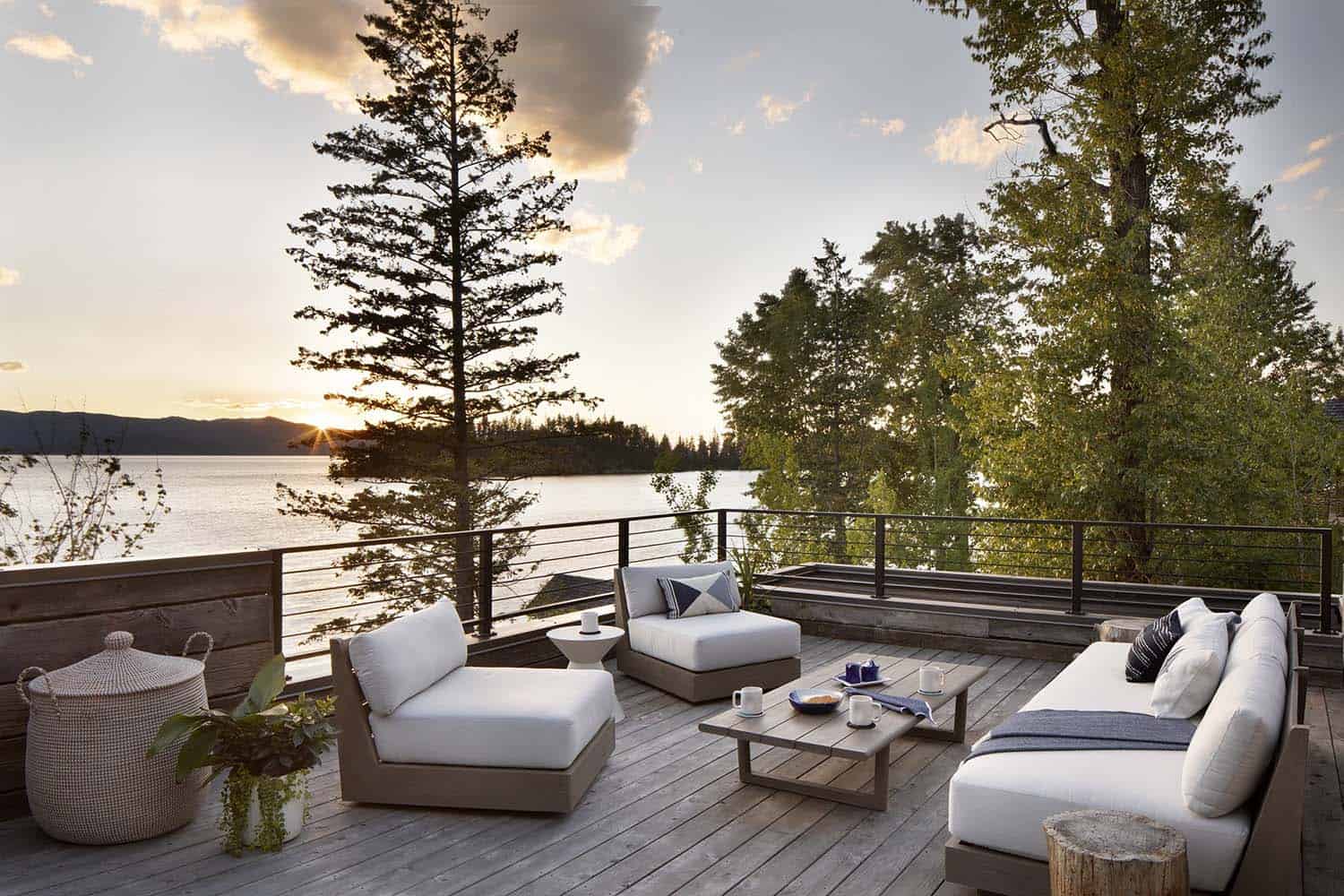 cottage modern lake house deck overlooking the water