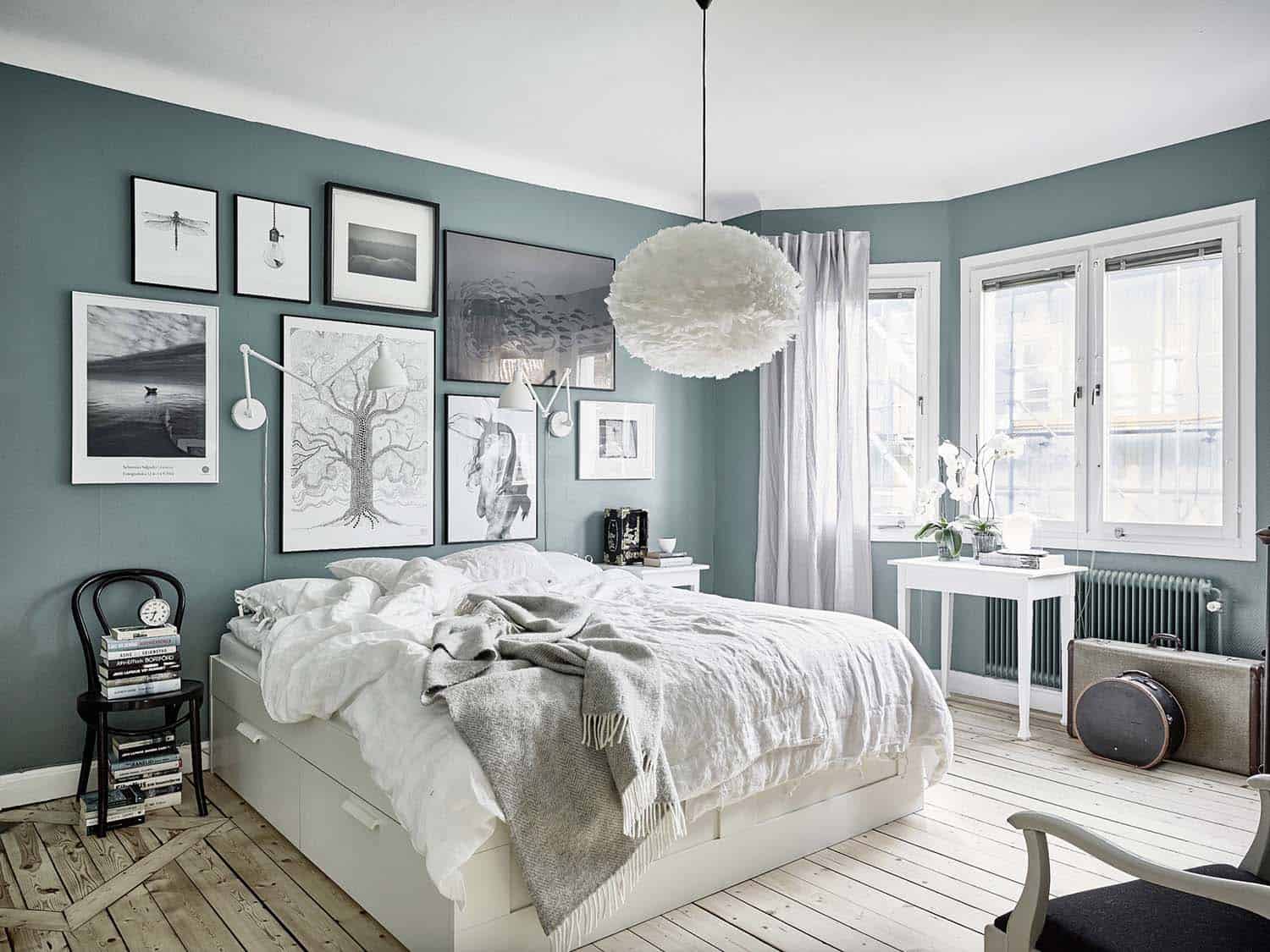 cozy scandinavian style bedroom with a serene color scheme