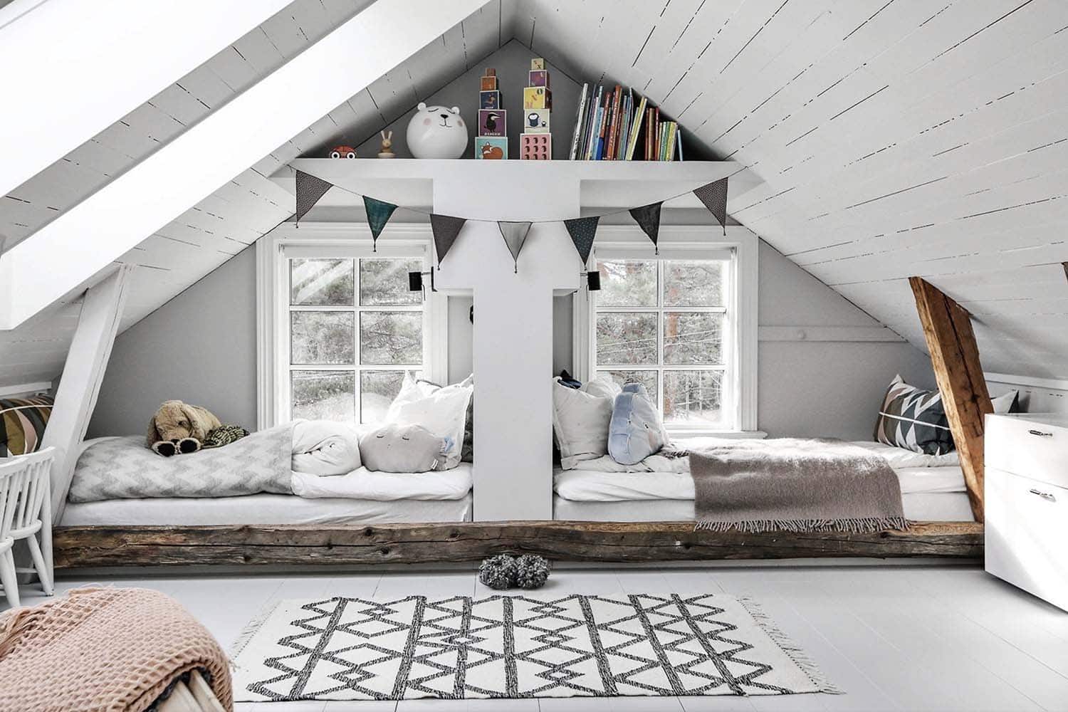 Scandinavian style built-in sleeping/reading nook