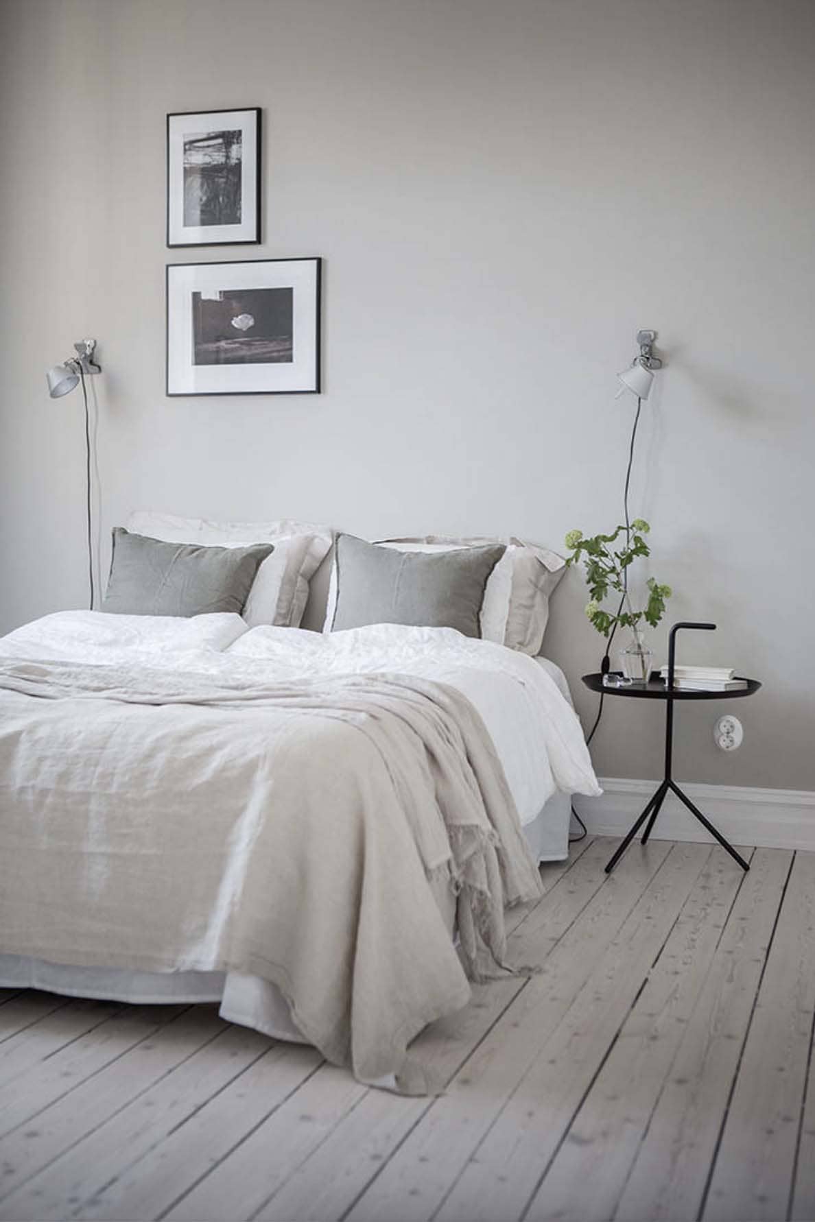 Scandinavian style bedroom with a neutral color palette