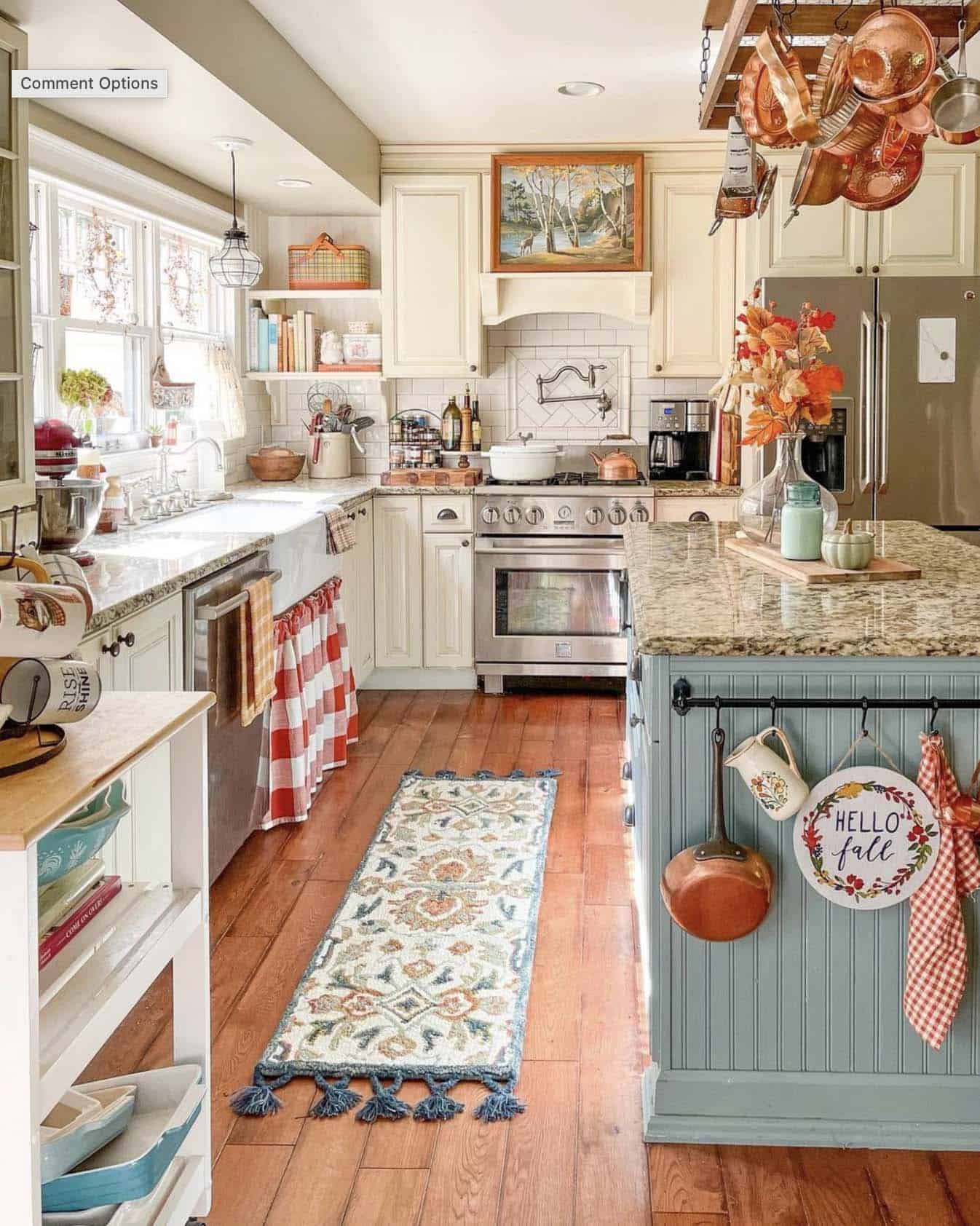 farmhouse kitchen with fall decorations