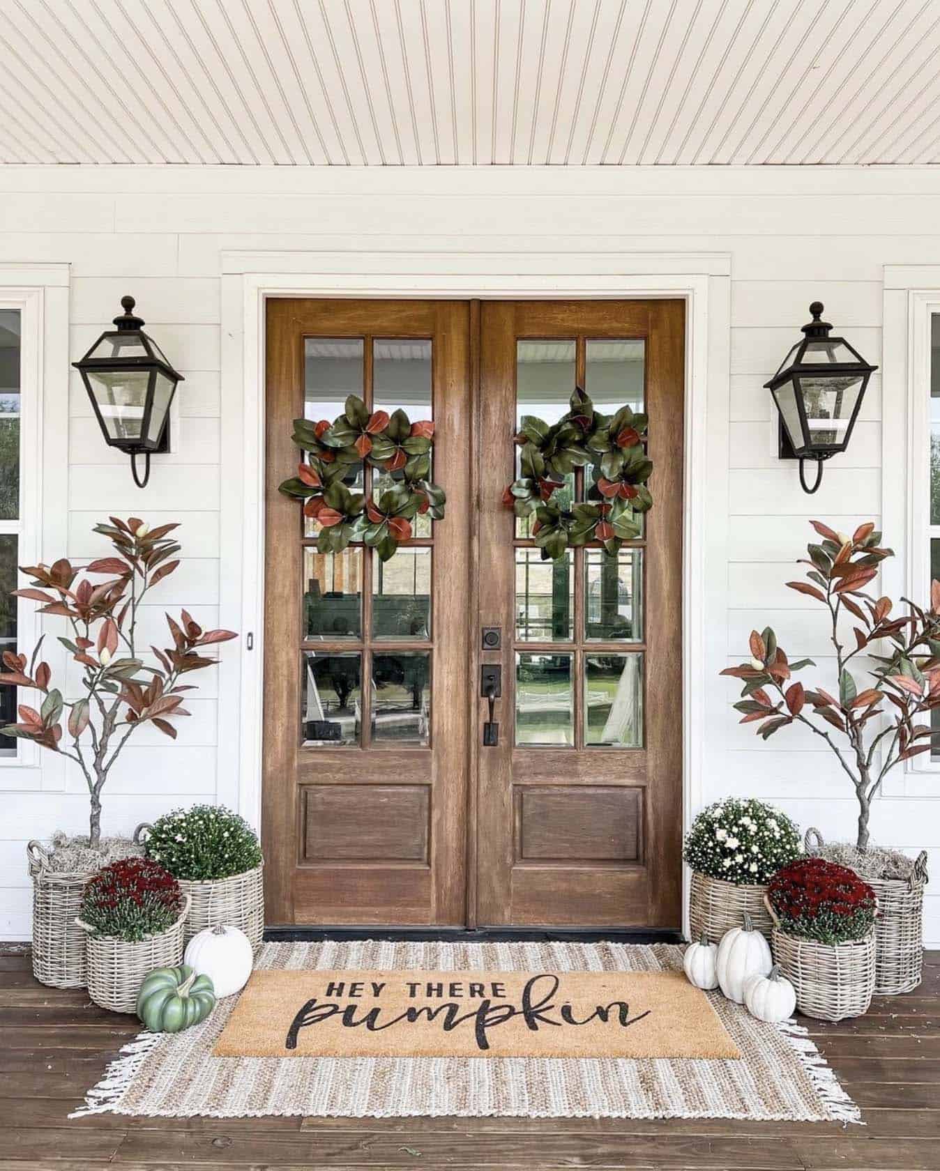 front porch with fall decorations