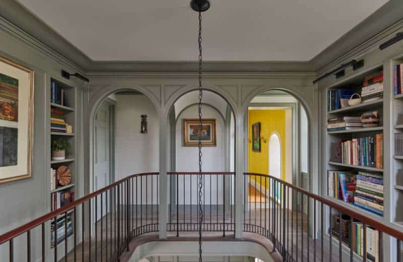 traditional upstairs staircase landing