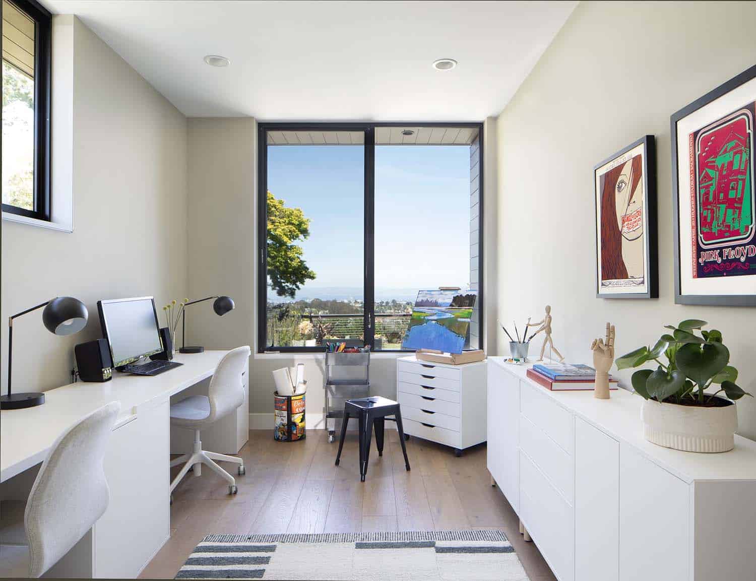 modern contemporary home office with a large window