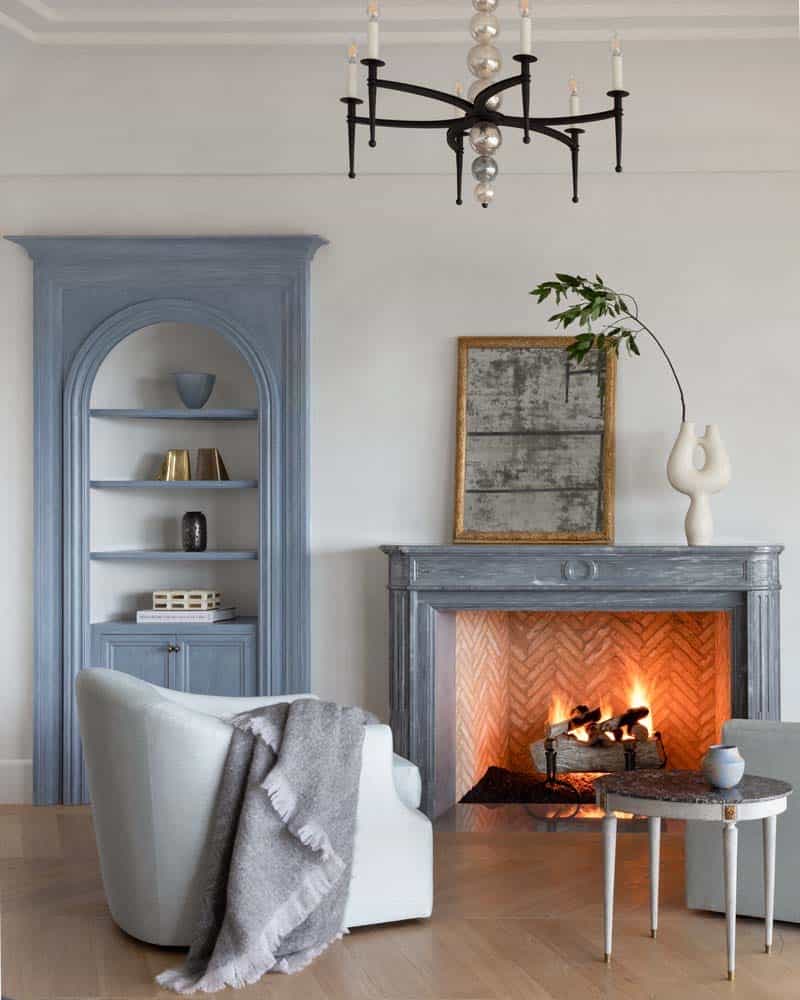 modern mediterranean bedroom fireplace