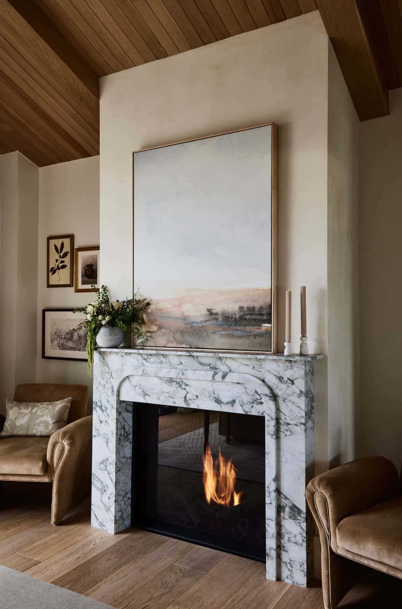 modern Spanish style bedroom fireplace