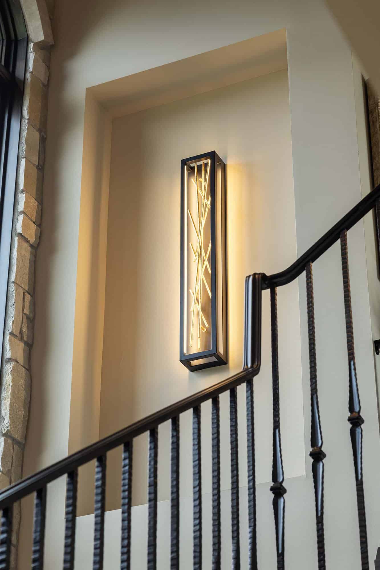 modern tuscan inspired staircase detail