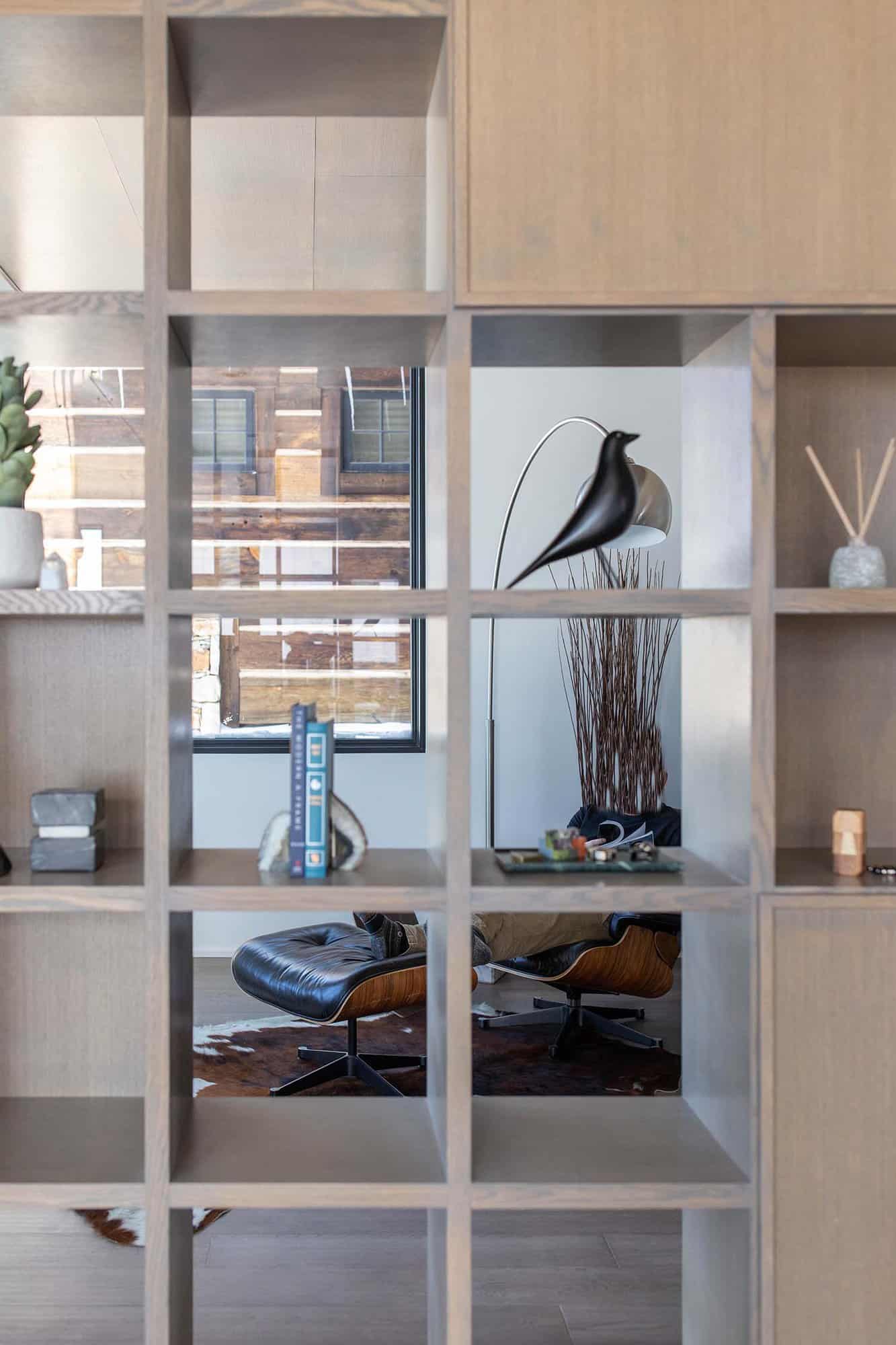contemporary open wall shelf room divider