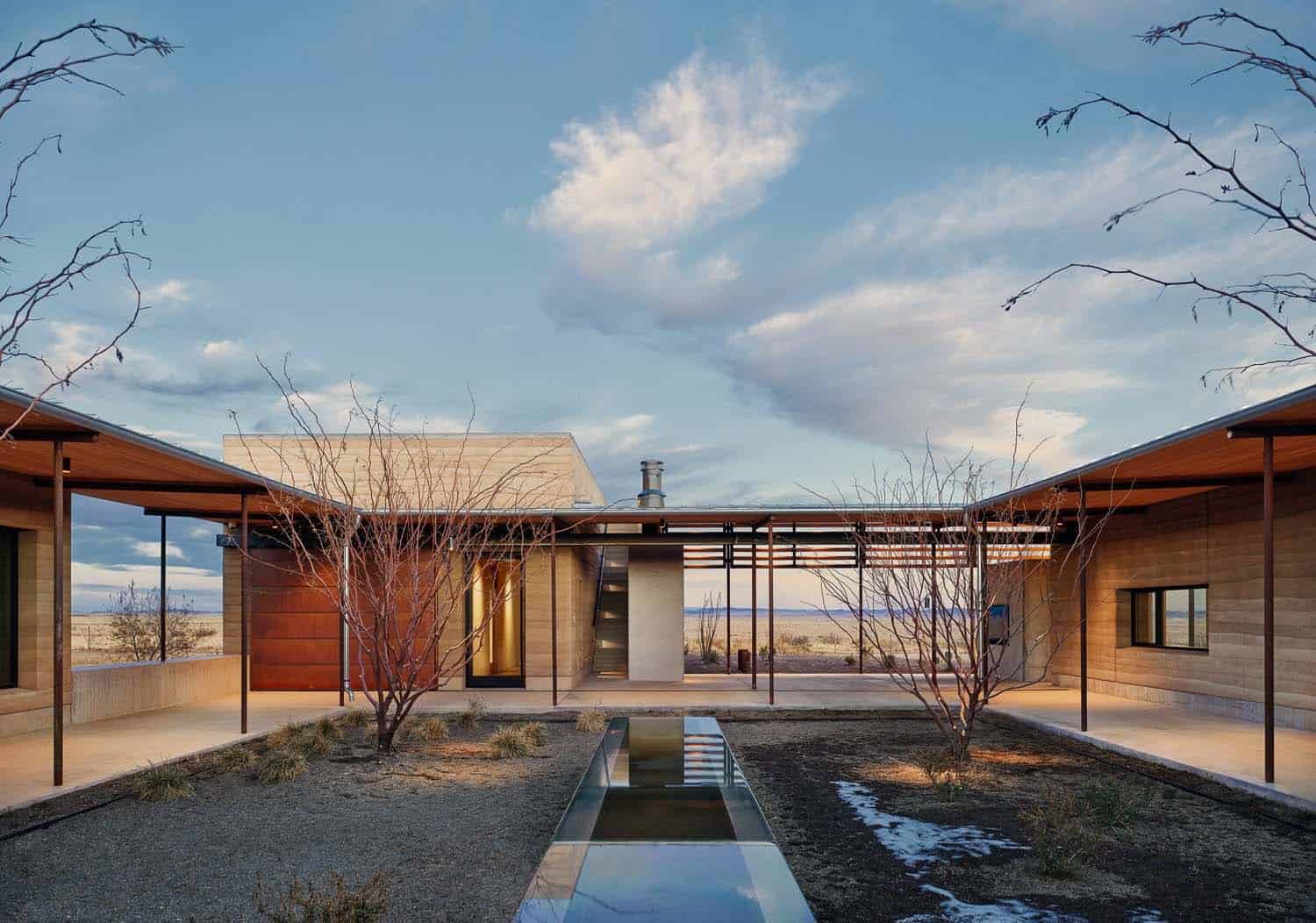rammed earth ranch house exterior