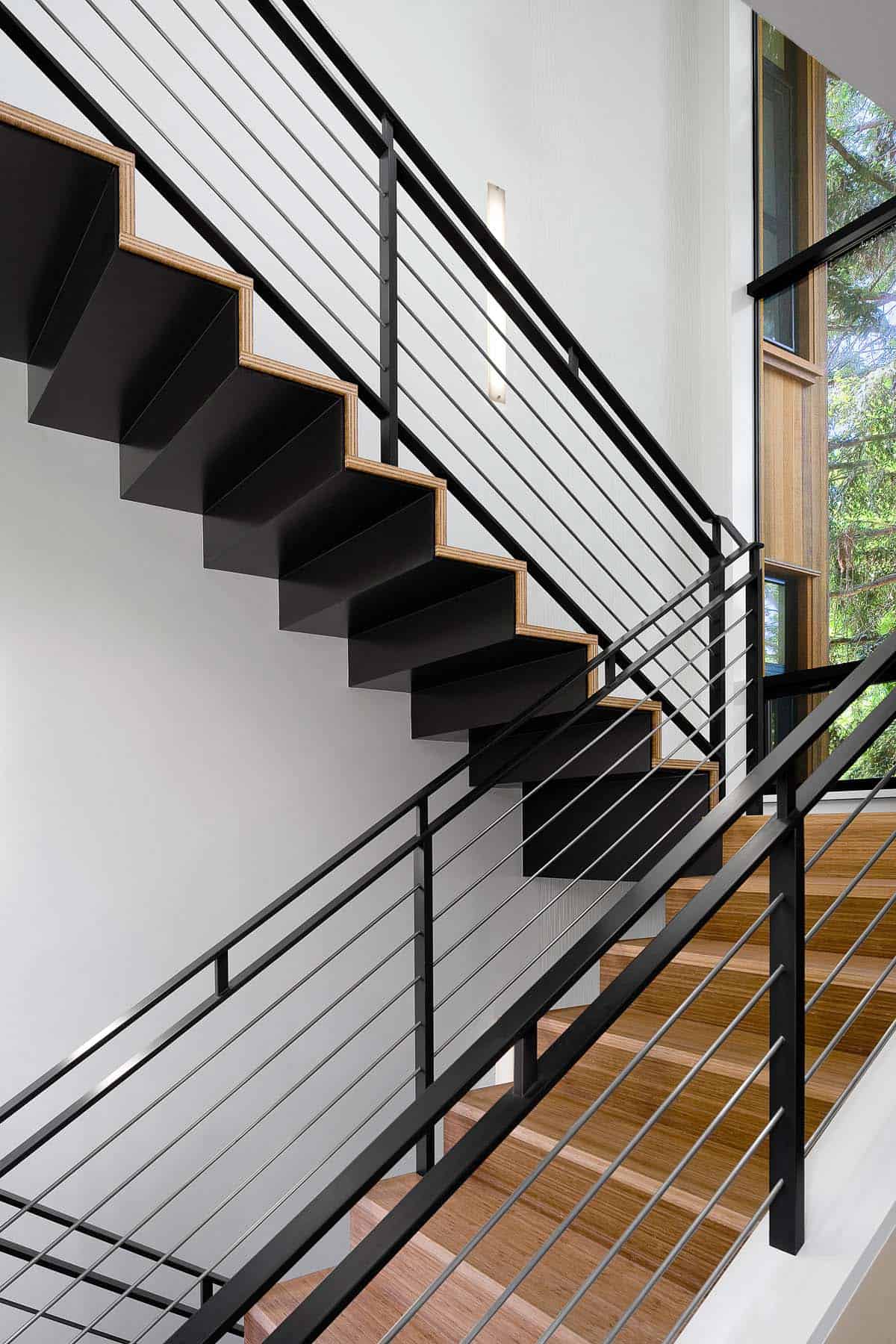 bent steel plate and bamboo stair