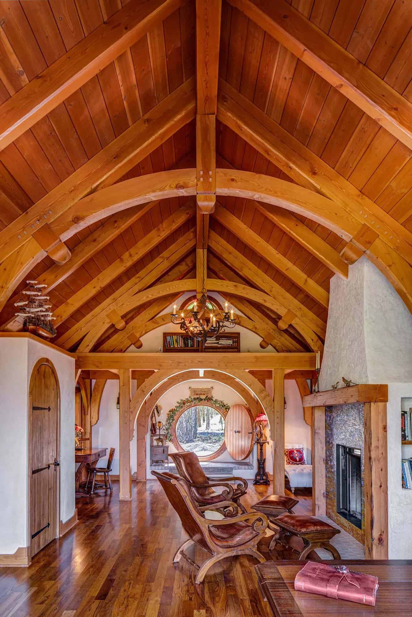 hobbit house rustic living room
